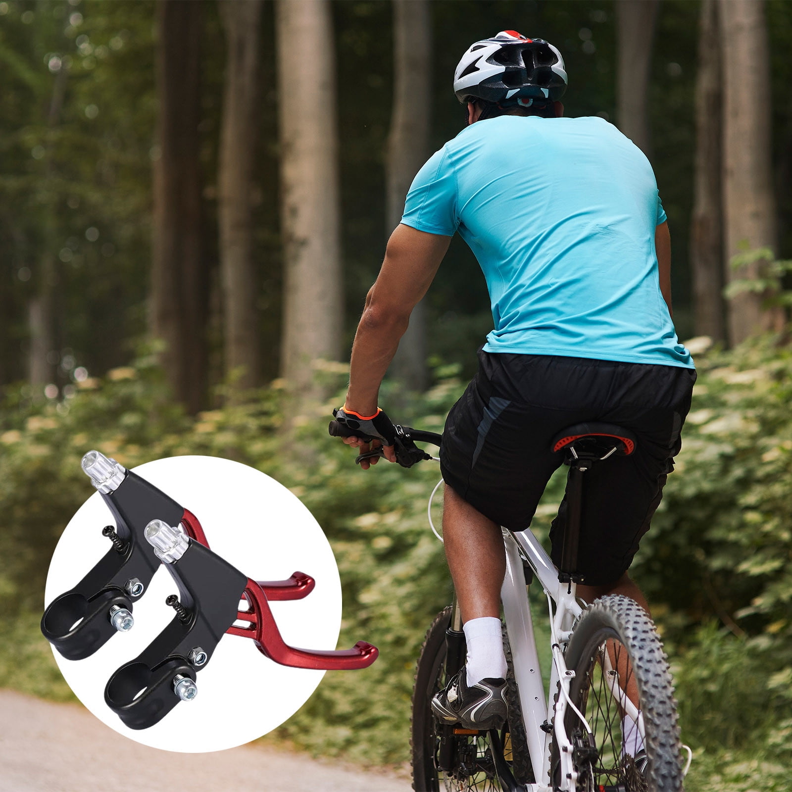 Bpyeka 1Pair Brake Levers Universal Full Aluminum Alloy Brake Handle BMX Brake Handle Mountain Cycling Brake Levers for Most,Tools,Household Essentials 5.51*3.54*0.98 Red - Image 4