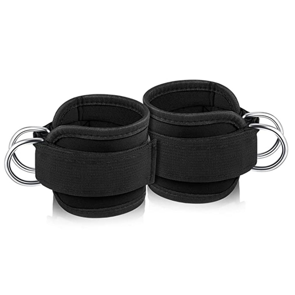 Weight Lifting Ankle D-Ring Strap Pulley Cable Kickbacks Attachment Gym Leg Black/Blue/Rose Red - Image 1