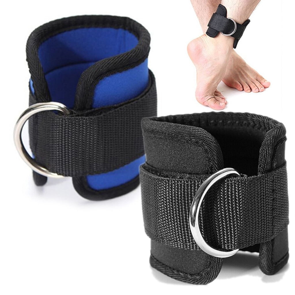 Weight Lifting Ankle D-Ring Strap Pulley Cable Kickbacks Attachment Gym Leg Black/Blue/Rose Red - Image 3