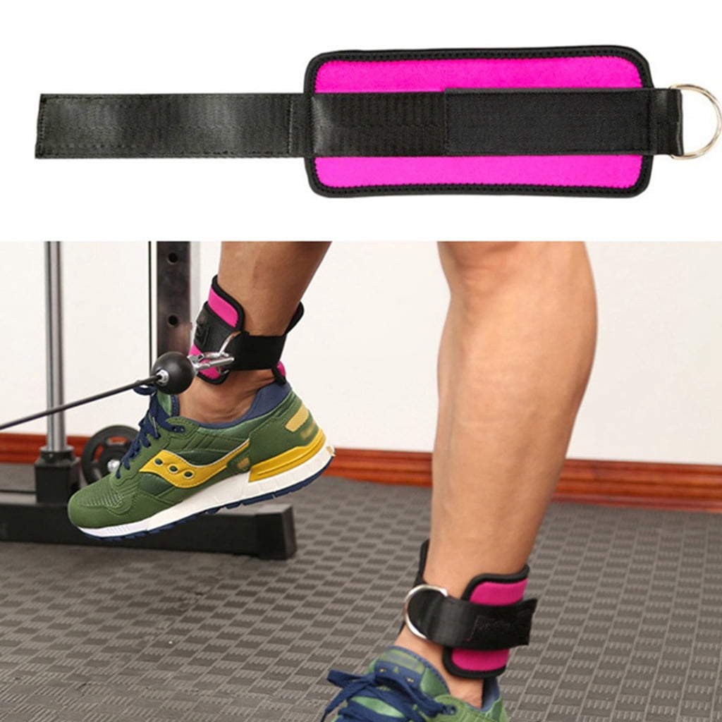 Weight Lifting Ankle D-Ring Strap Pulley Cable Kickbacks Attachment Gym Leg Black/Blue/Rose Red - Image 5