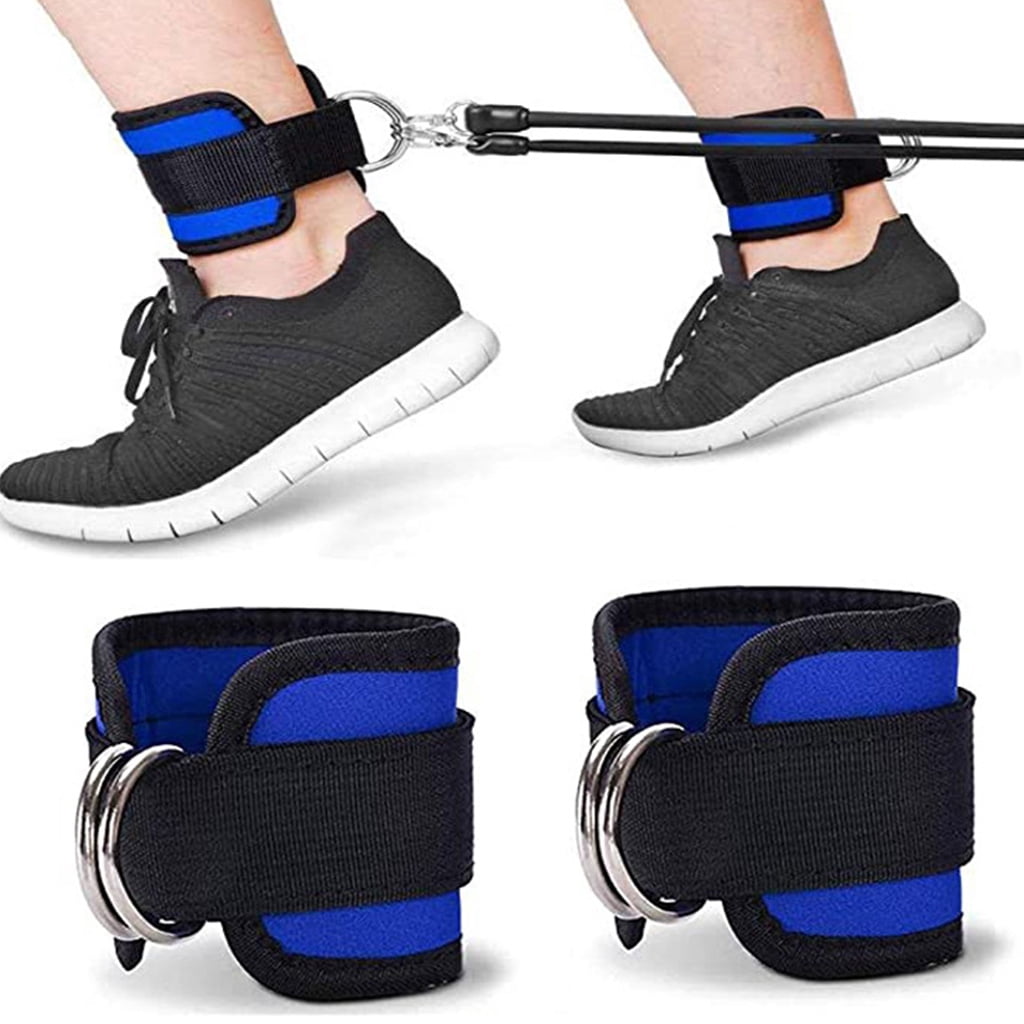 Weight Lifting Ankle D-Ring Strap Pulley Cable Kickbacks Attachment Gym Leg Black/Blue/Rose Red - Image 7