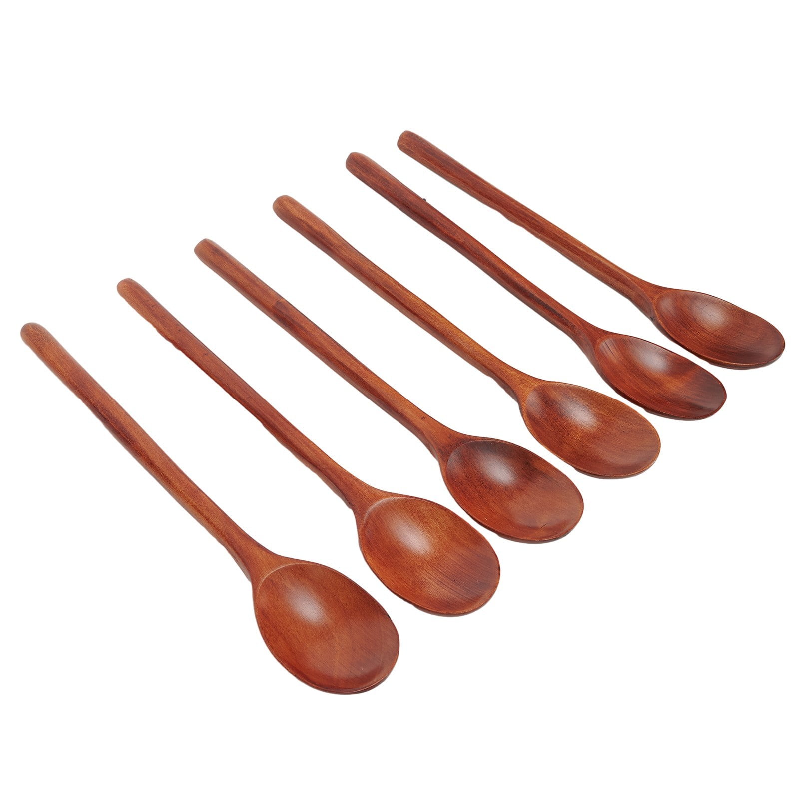 Gerich Long Wooden Spoon,6 Pieces 9 inch Korean Style Spoon,Kitchen Long Handle Mixing Spoon,Natural Wood Soup Spoon for Kids - Image 4