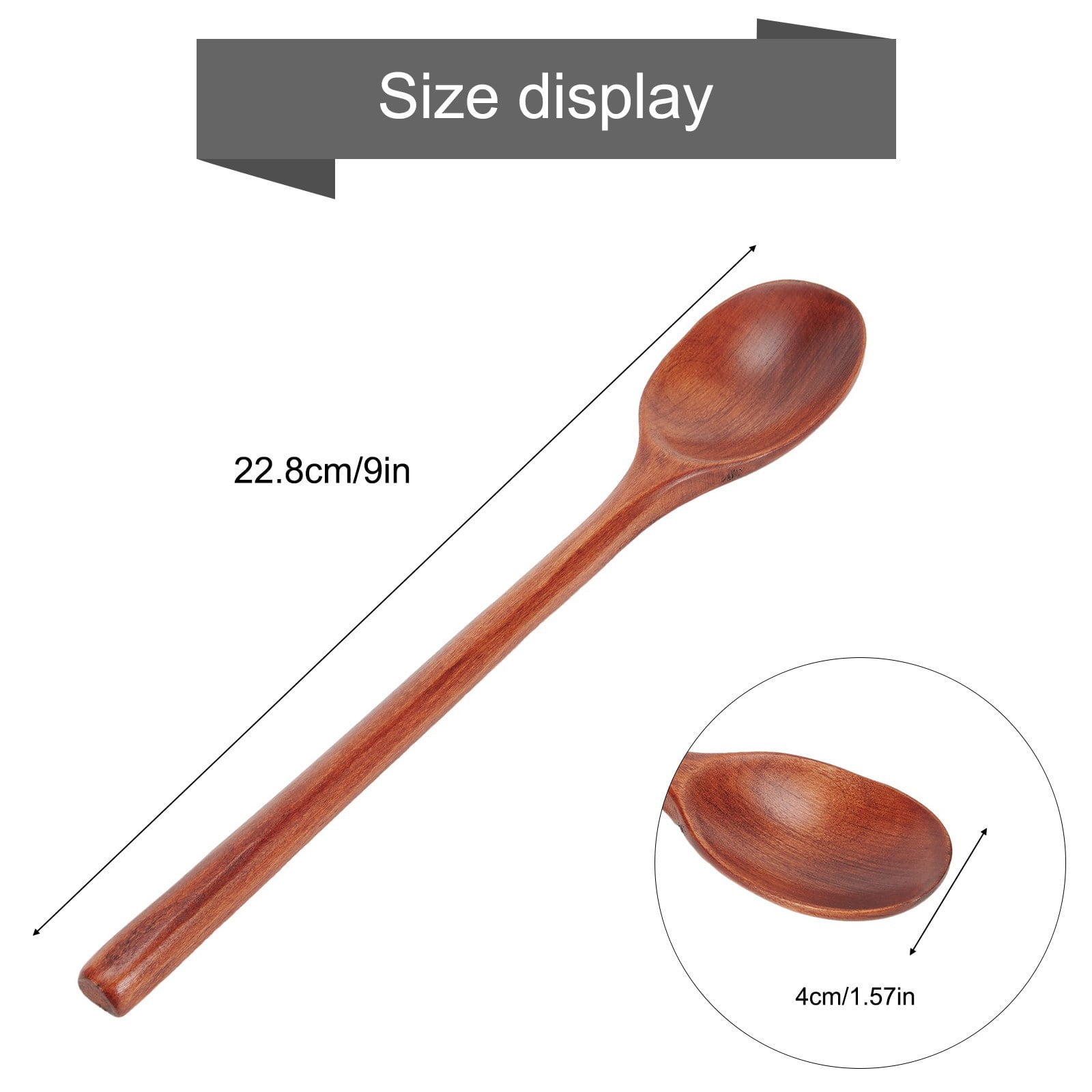 Gerich Long Wooden Spoon,6 Pieces 9 inch Korean Style Spoon,Kitchen Long Handle Mixing Spoon,Natural Wood Soup Spoon for Kids - Image 6