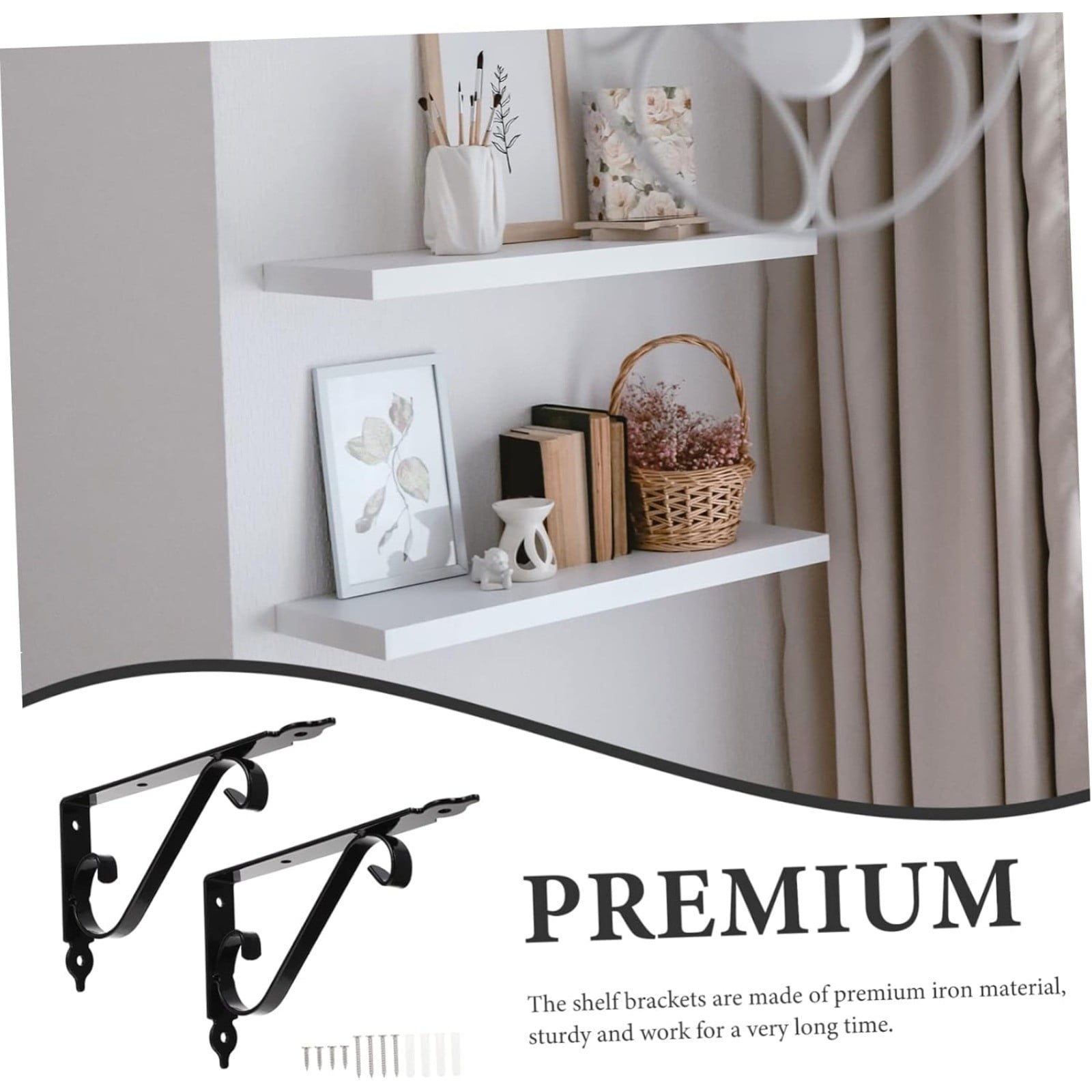 LGCASL Clearance! Wall Support Bracket Wall Support Bracket Shelf Brackets 1 Sets Bracket Grid Wall Shelf Floating Shelf Brackets Shelf Support Brackets Folding Brackets- Black, S M Black - Image 4