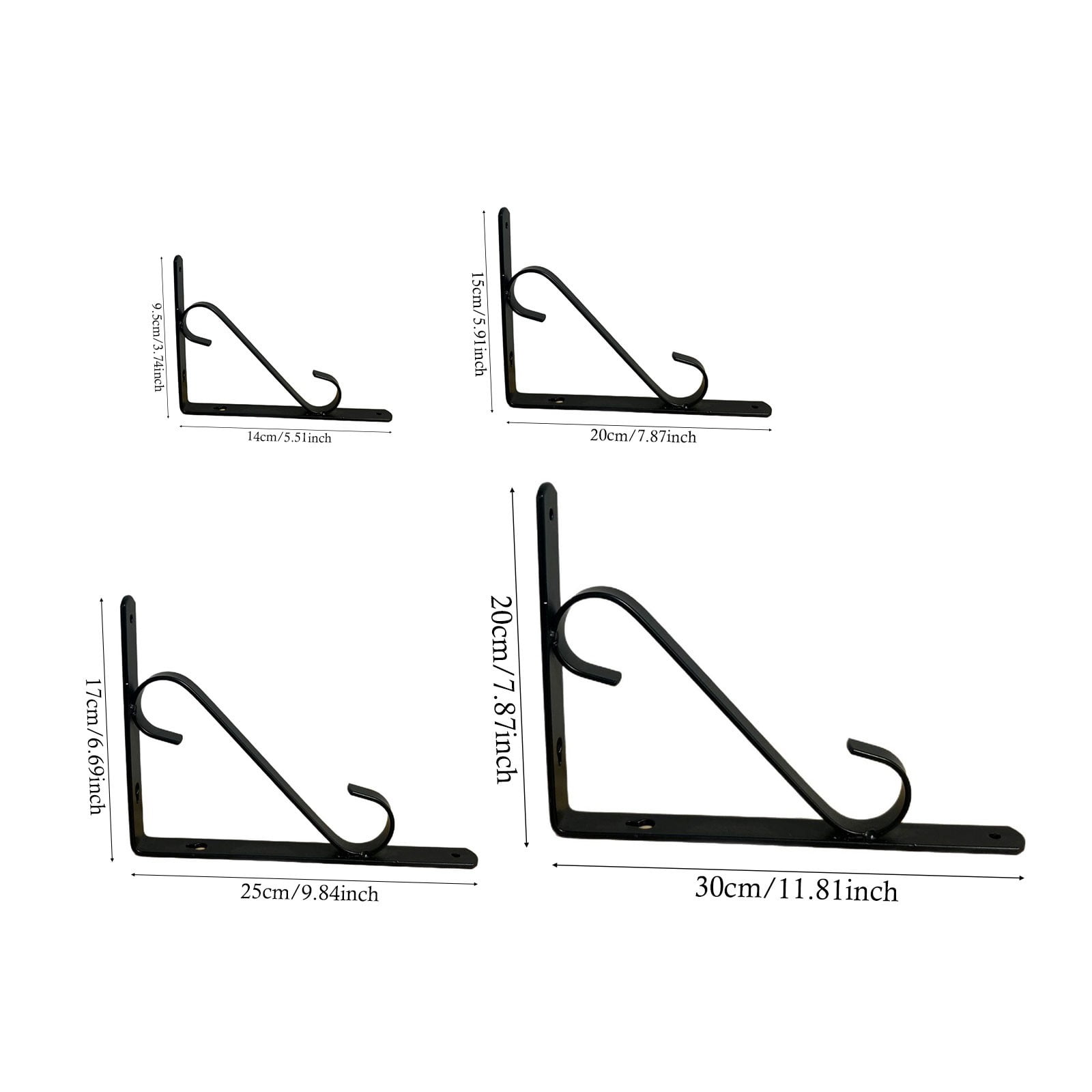 LGCASL Clearance! Wall Support Bracket Wall Support Bracket Shelf Brackets 1 Sets Bracket Grid Wall Shelf Floating Shelf Brackets Shelf Support Brackets Folding Brackets- Black, S L Black - Image 3