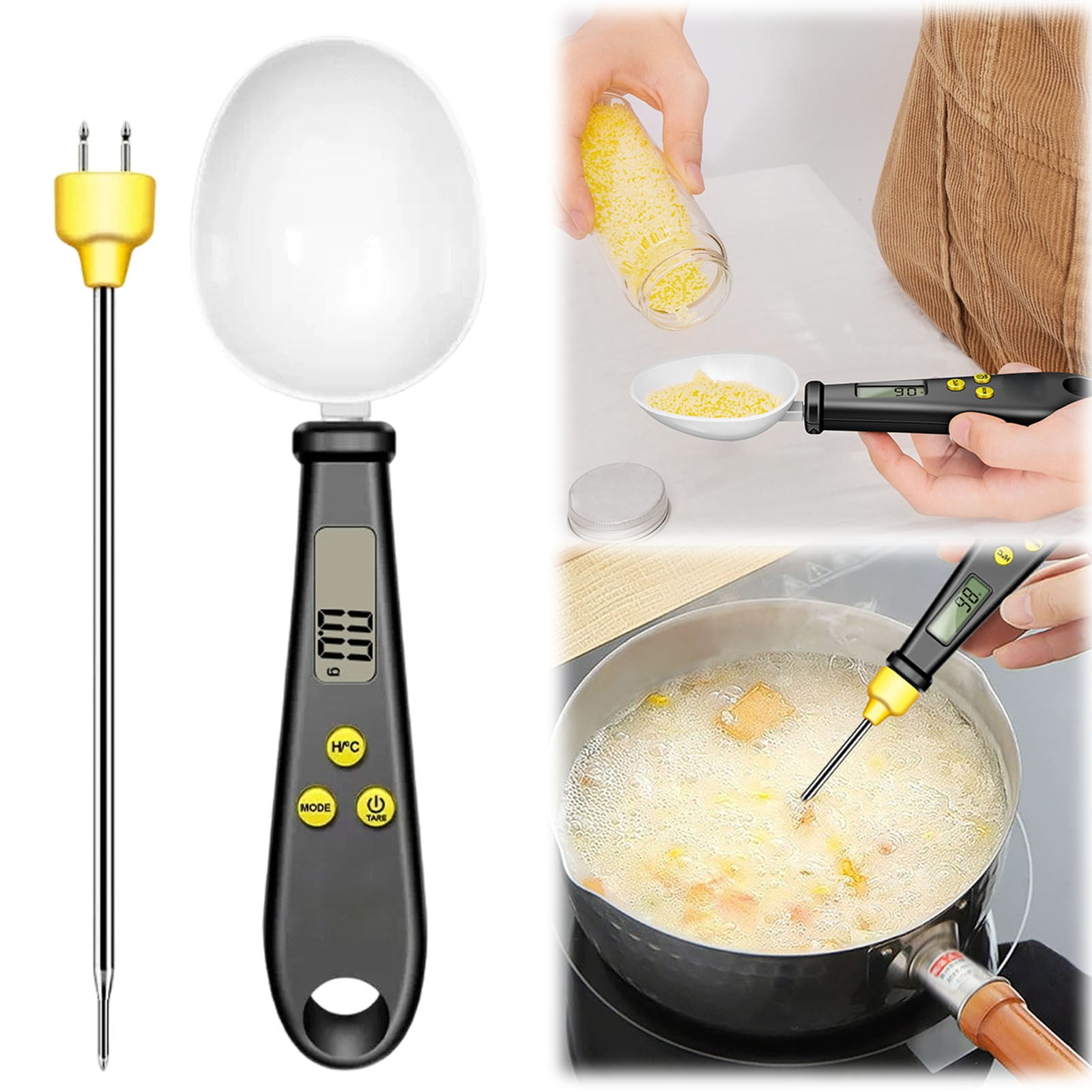 LGCASL Clearance! 2 in 1 Electronic Kitchen Scale 2 in 1 Electronic Kitchen Scale Lcd Digital Measuring Flour Digital Spoon Scale Kitchen Tool Forfood- One Size White - Image 2