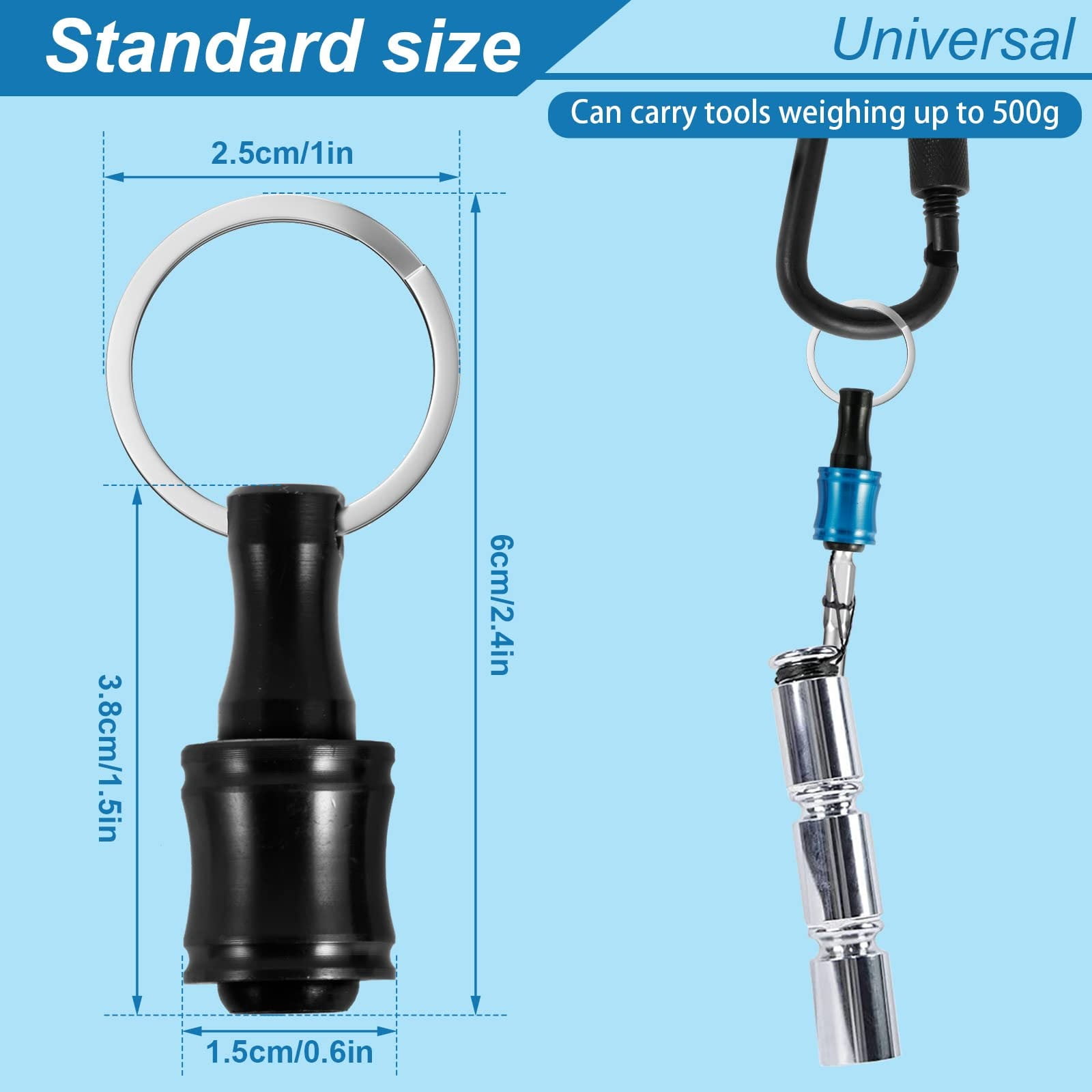 LGCASL Clearance! 12Pc Portable Bit Holder Key Chain Hex Shank Screwdriver Bit Clip for Impact Driver Drill Bit Keychain Extension Bar Quick Release Easy Change Screwdriver Bit Holders- 15*10*2cm Black - Image 3