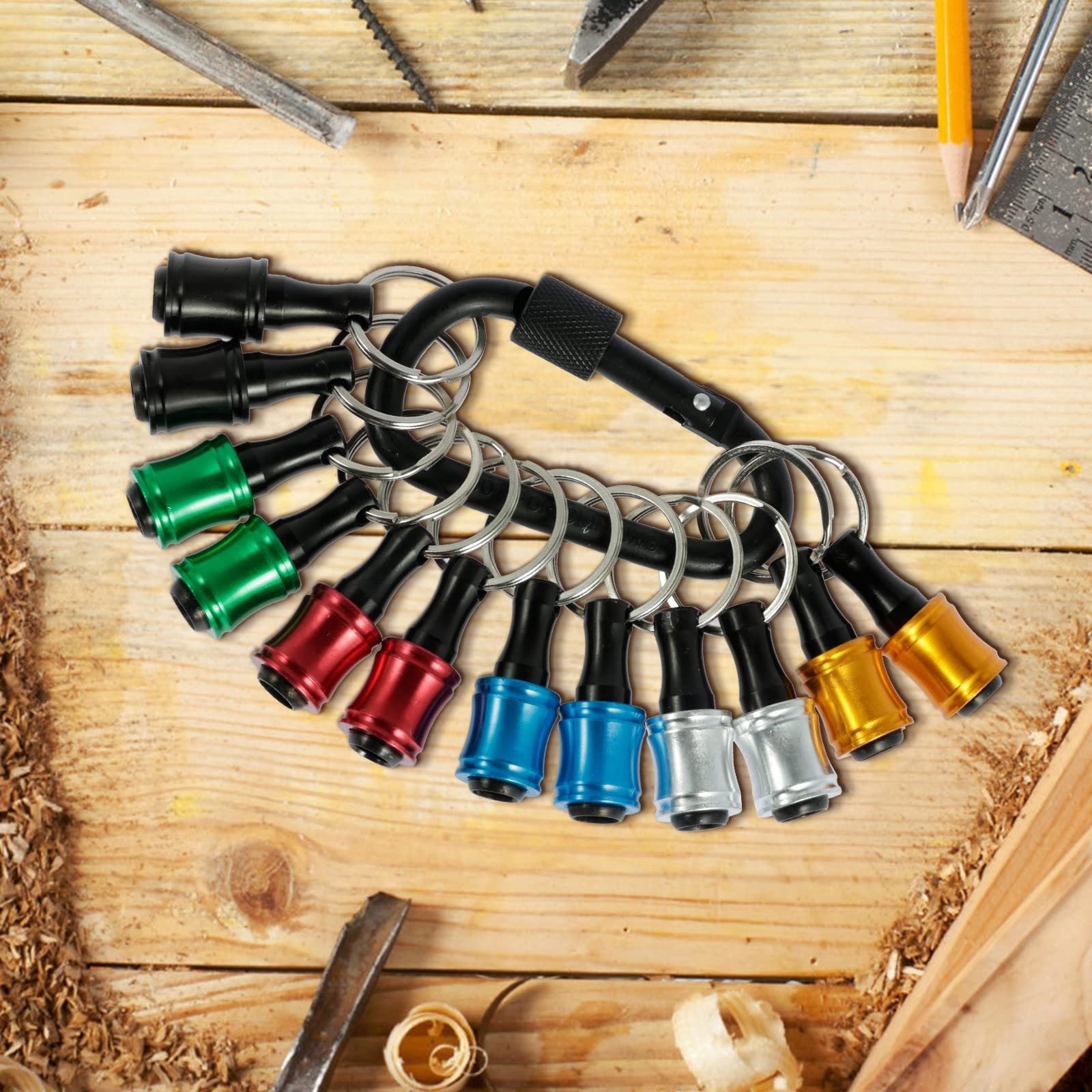 LGCASL Clearance! 12Pc Portable Bit Holder Key Chain Hex Shank Screwdriver Bit Clip for Impact Driver Drill Bit Keychain Extension Bar Quick Release Easy Change Screwdriver Bit Holders- 15*10*2cm Black - Image 4