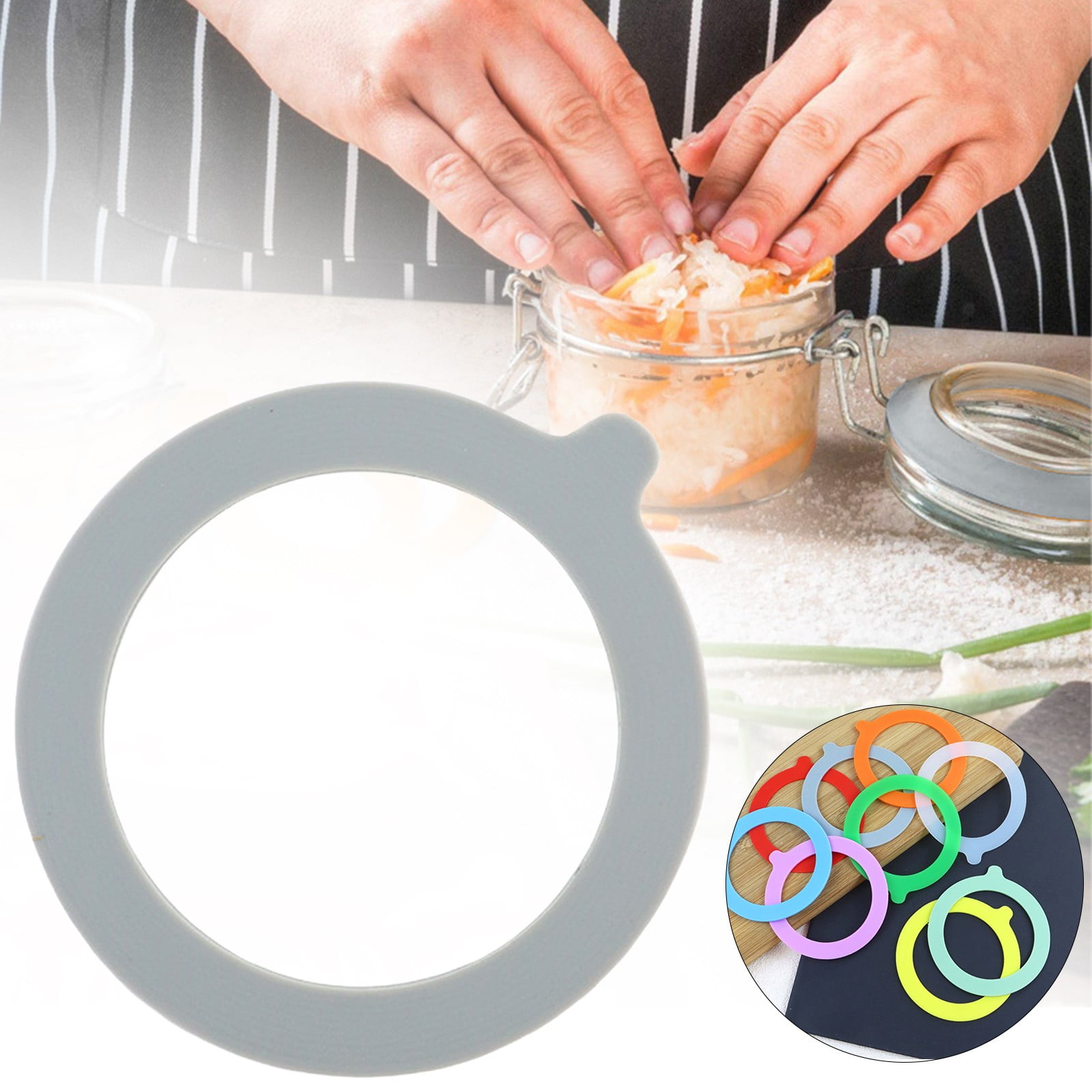 LGCASL Clearance! 30Pcs Silicone Jar Gaskets Replacement Silicone Seals Airtight Silicone Gasket Sealing Rings for Regular Mouth Canning Jar- 30pcs Grey*6+White*6+Red*6+Orange*6+Green*6 - Image 4
