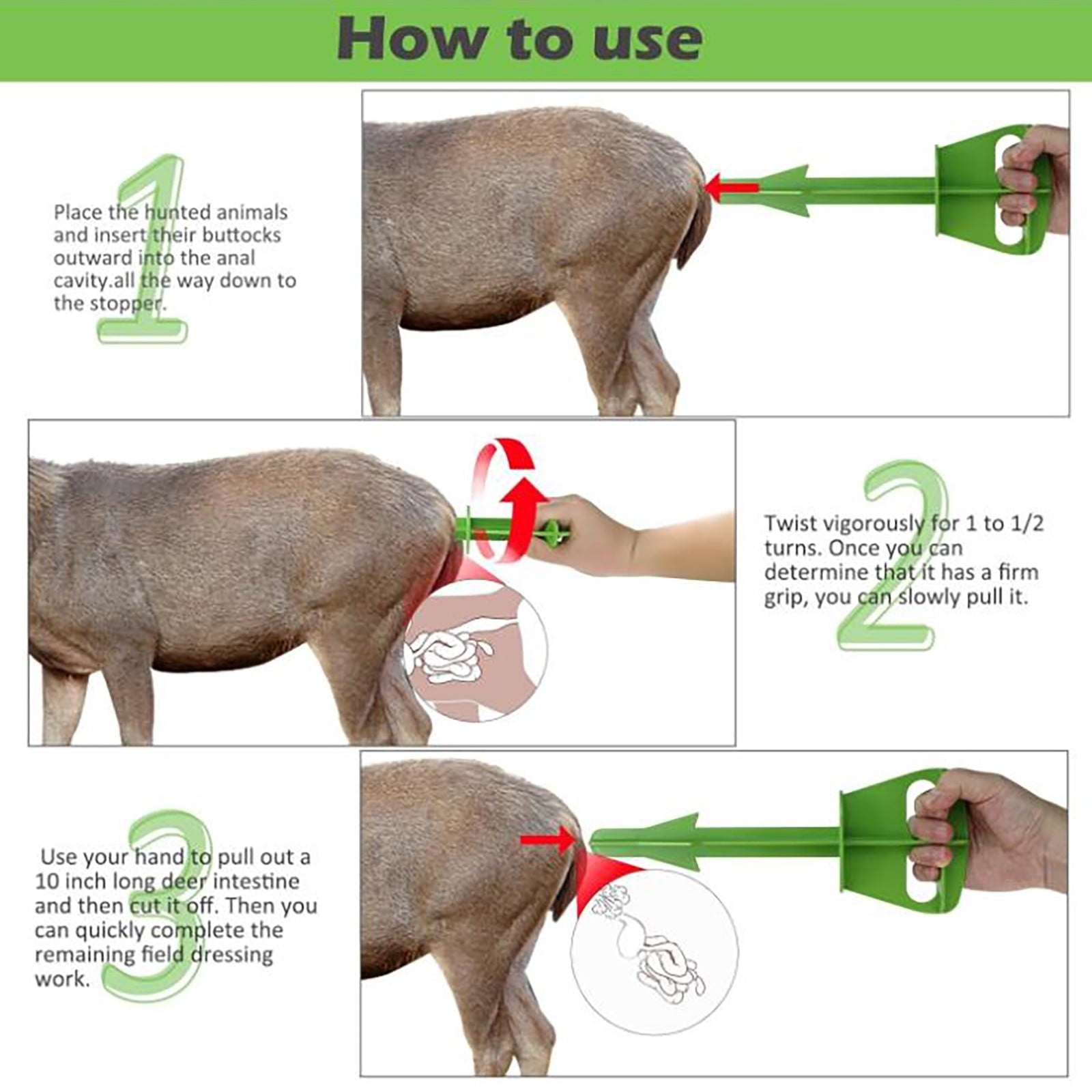 LGCASL Clearance! Hunting Accessories Deer Large Animals Domestic Animals Anal Cleaning. Butt Game Dressing Tool for Deer Large Animal Anus Cleaning Hunting Tool- One Size Orange - Image 4