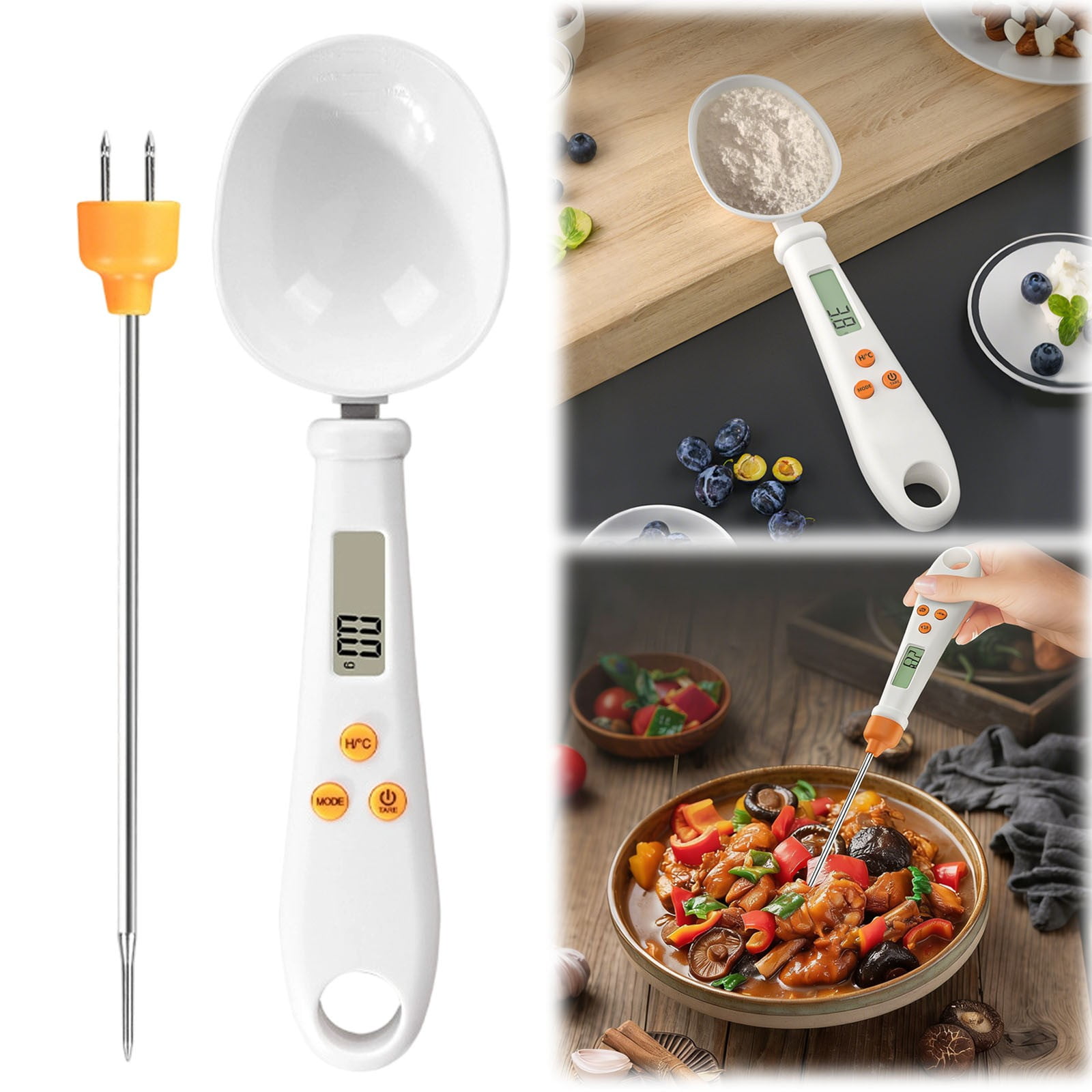 LGCASL White Weighable Spoon 2 in 1 Electronic Kitchen Scale Lcd Digital Measuring Flour Digital Spoon Scale Kitchen Tool Forfood 20.5*5.8*1 I - Image 2