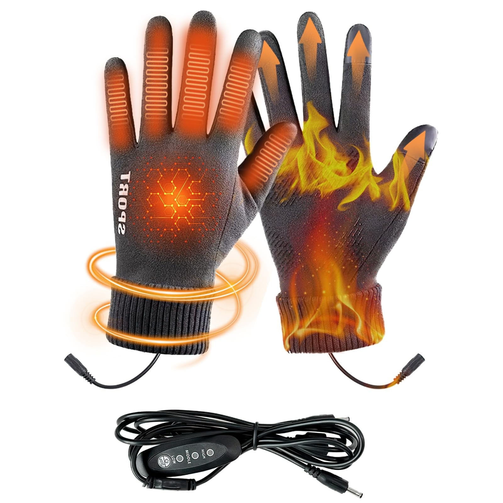 LGCASL Clearance! Heated Gloves Heated Gloves for Men Women with 3 Heat Settings Touchscreen Warming Gloves for Climbing Hiking Cycling Camping- 26 Grey - Image 2