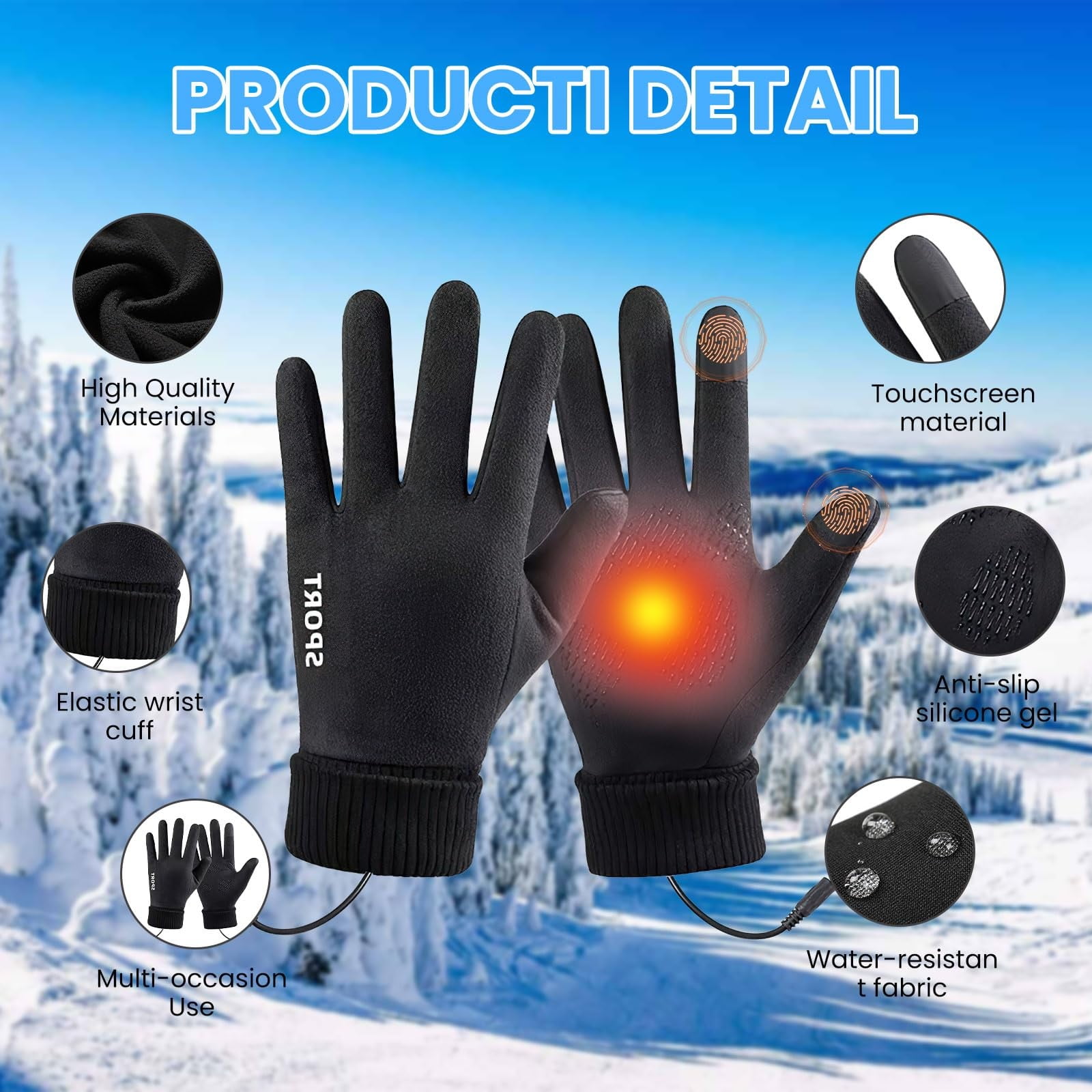LGCASL Clearance! Heated Gloves Heated Gloves for Men Women with 3 Heat Settings Touchscreen Warming Gloves for Climbing Hiking Cycling Camping- 26 Grey - Image 4