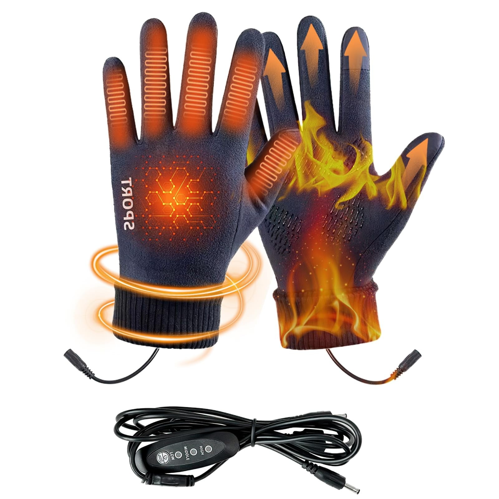 LGCASL Clearance! Heated Gloves Heated Gloves for Men Women with 3 Heat Settings Touchscreen Warming Gloves for Climbing Hiking Cycling Camping- Grey 26 Navy - Image 2