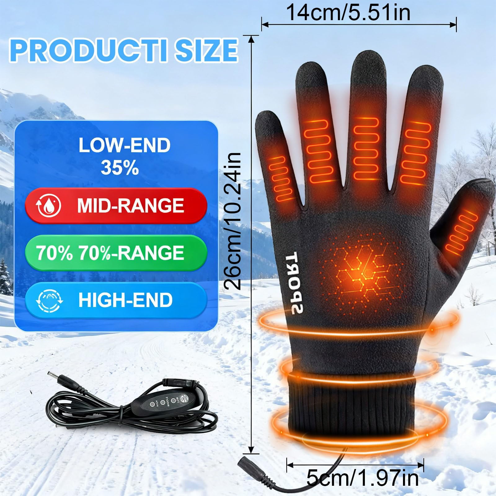 LGCASL Clearance! Heated Gloves Heated Gloves for Men Women with 3 Heat Settings Touchscreen Warming Gloves for Climbing Hiking Cycling Camping- Grey 26 Navy - Image 3
