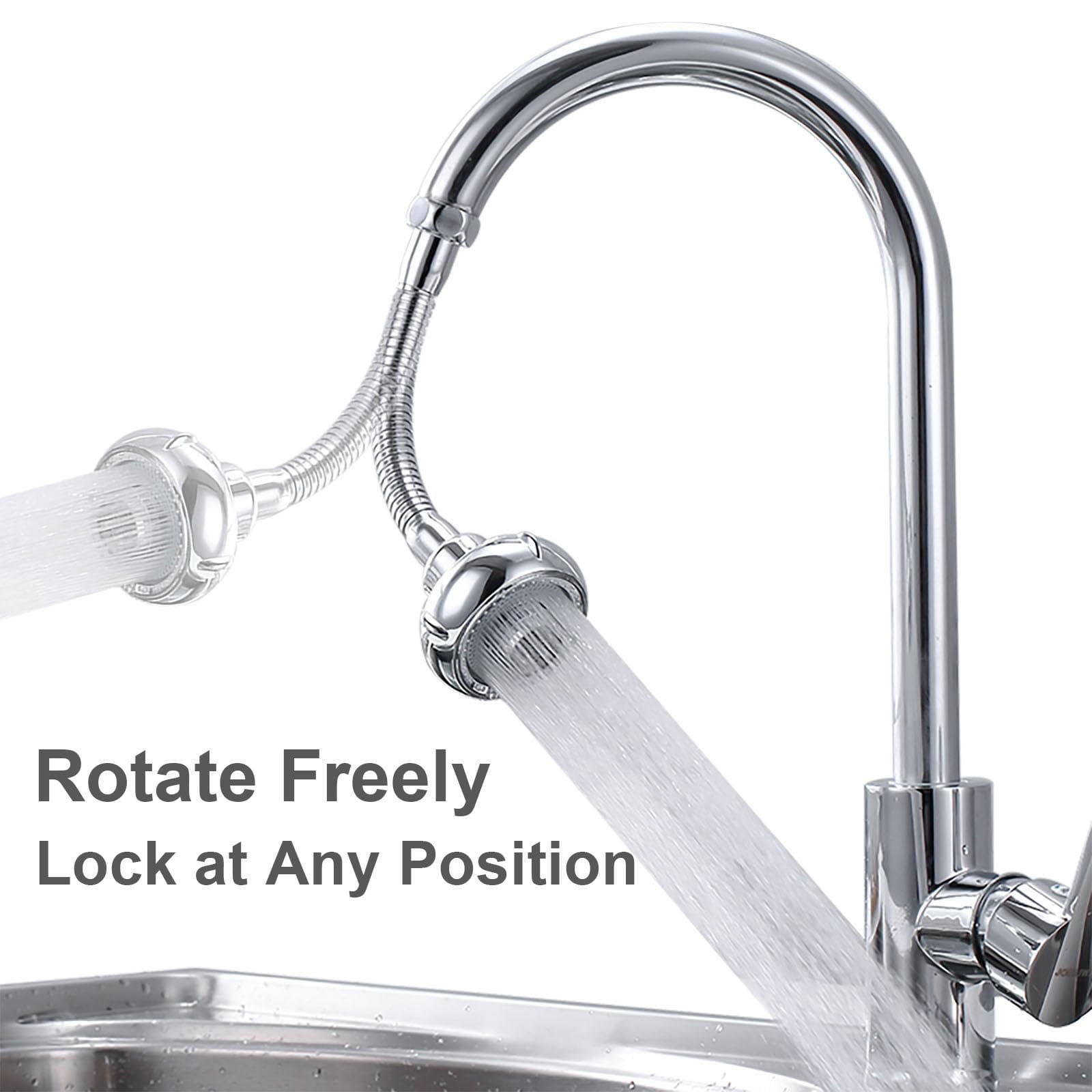 LGCASL Shaped 360° Swivel Kitchen Faucet Extender Anti Function Kitchen Faucet Sprayer Attachment Large Diameter Shower Head Water Saving 8 Inch 20 6 6cm Silver - Image 4