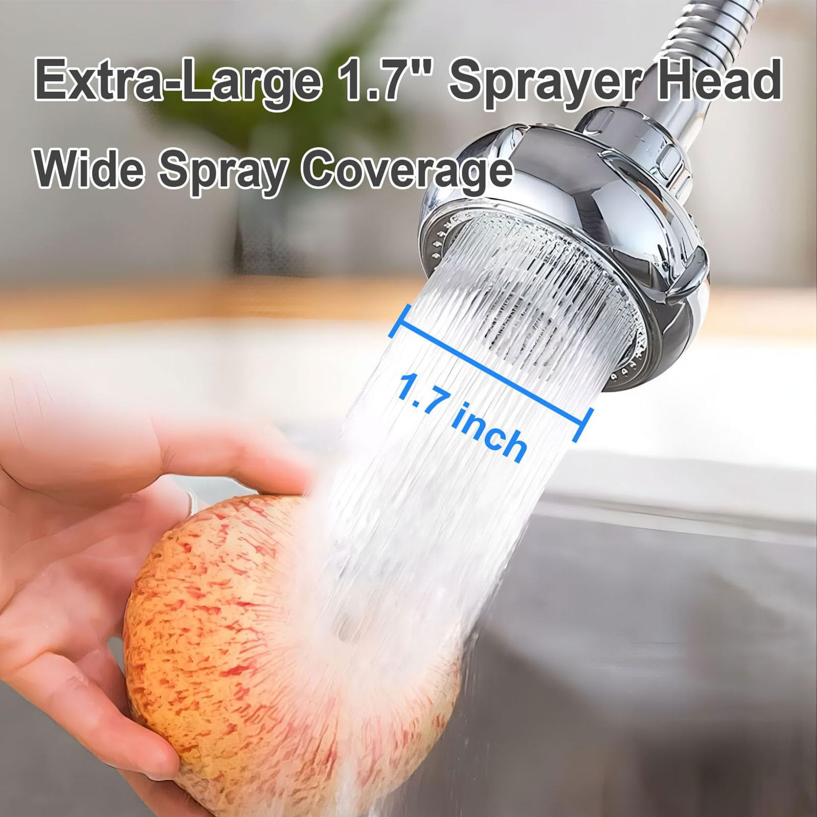 LGCASL Shaped 360° Swivel Kitchen Faucet Extender Anti Function Kitchen Faucet Sprayer Attachment Large Diameter Shower Head Water Saving 8 Inch 20 6 6cm Silver - Image 6