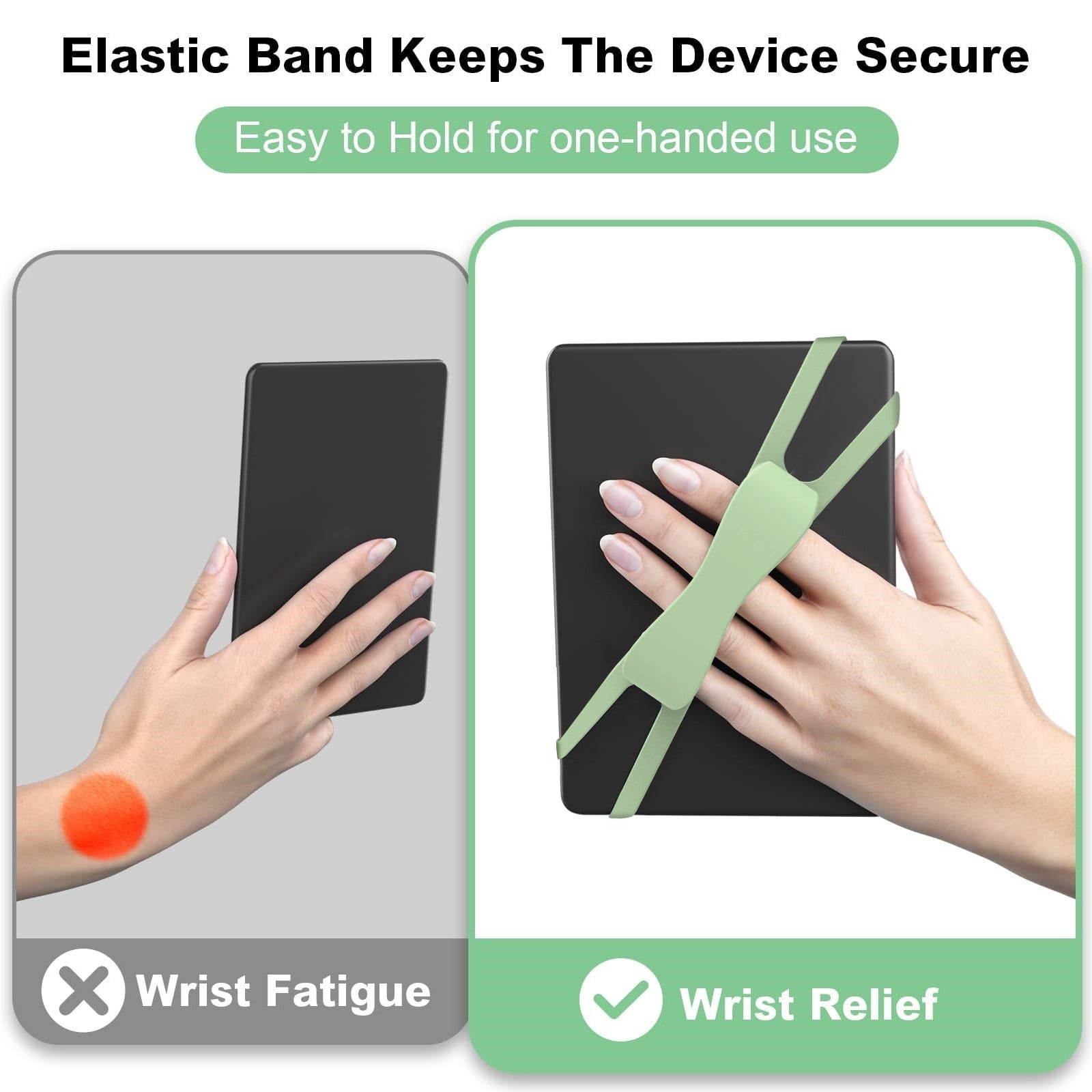 LGCASL Blue Flat Plate Fixing Wrist Strap D Light Green Elastic Tablet Strap for Fingers Comfortable Adjustable for Reading and Watching Videos 6 Color Options 18.5 cm E - Image 4
