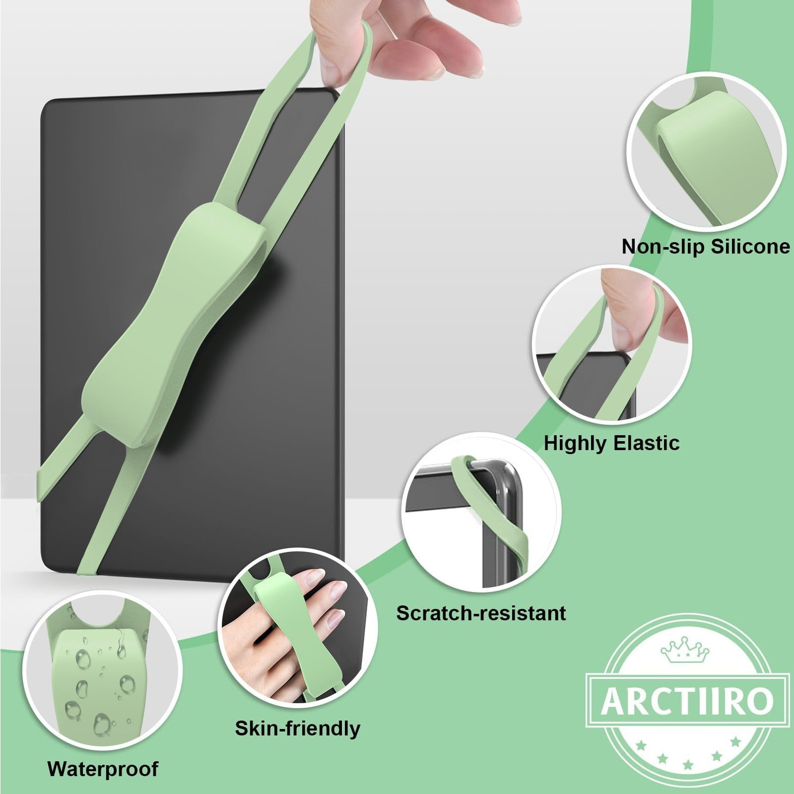 LGCASL Blue Flat Plate Fixing Wrist Strap D Light Green Elastic Tablet Strap for Fingers Comfortable Adjustable for Reading and Watching Videos 6 Color Options 18.5 cm E - Image 5