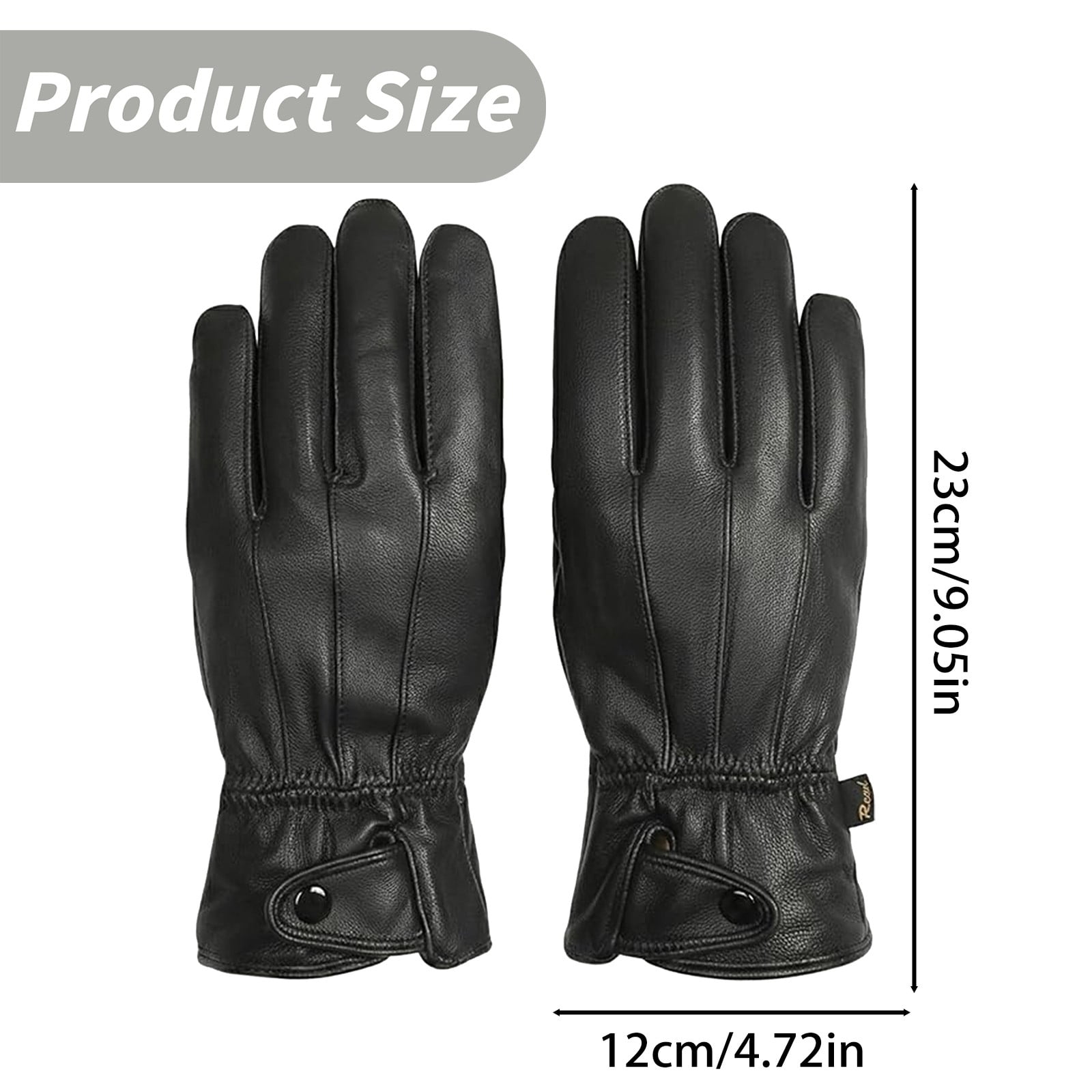 LGCASL Clearance! Mens Gloves，Gloves for Men，Mens Winter Gloves，Mens Leather Gloves Mens Winter Black Leather Gloves for Driving Dress Real Sheepskin Leather Warm Fleece Lined Gloves- 23*12cm Black - Image 3