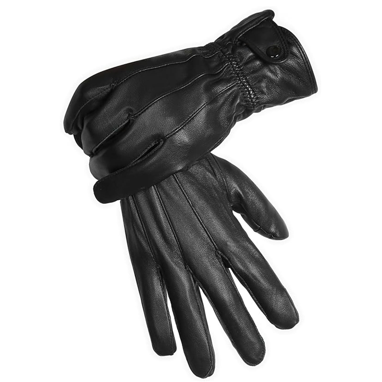 LGCASL Clearance! Mens Gloves，Gloves for Men，Mens Winter Gloves，Mens Leather Gloves Mens Winter Black Leather Gloves for Driving Dress Real Sheepskin Leather Warm Fleece Lined Gloves- 23*12cm Black - Image 8