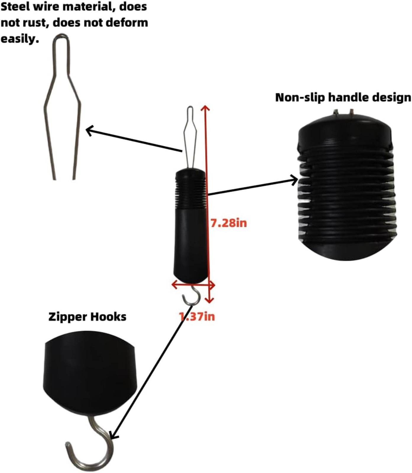 LGCASL Buttoning Tools Button Hook for Seniors One Handed Button Assist Tool for Elderly & Disabled Zipper Pull Helper for Dresses Shirts and Daily Living Black 3 Pack - Image 3