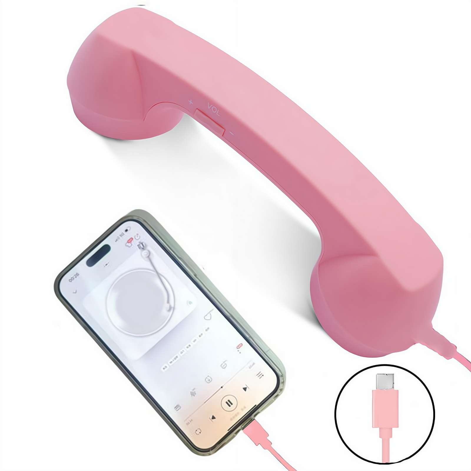 Phone Retro Handset, Phone Retro Phone Handset, 2026 New Bluetooth Retrophone, Vintage Telephone to Landline Adapter Pink - Image 1