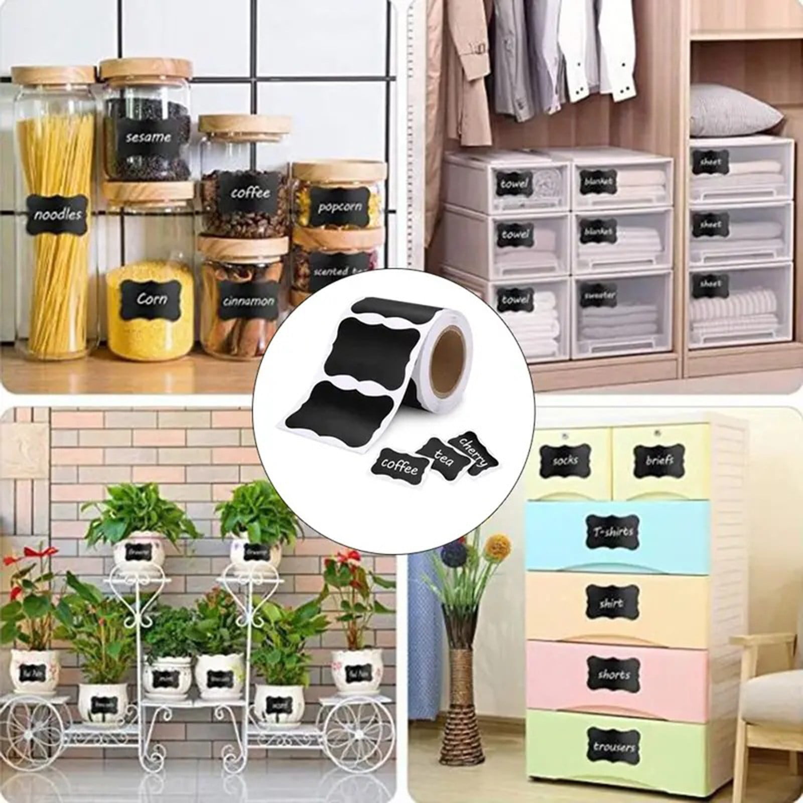 LGCASL Black Label Pieces Reusable Chalkboard Sticker 150 Erasable Jam Decorating Jars for Sticker Labels Jars Removable Chalkboard & Stationery 2ml 5*3cm Black - Image 2