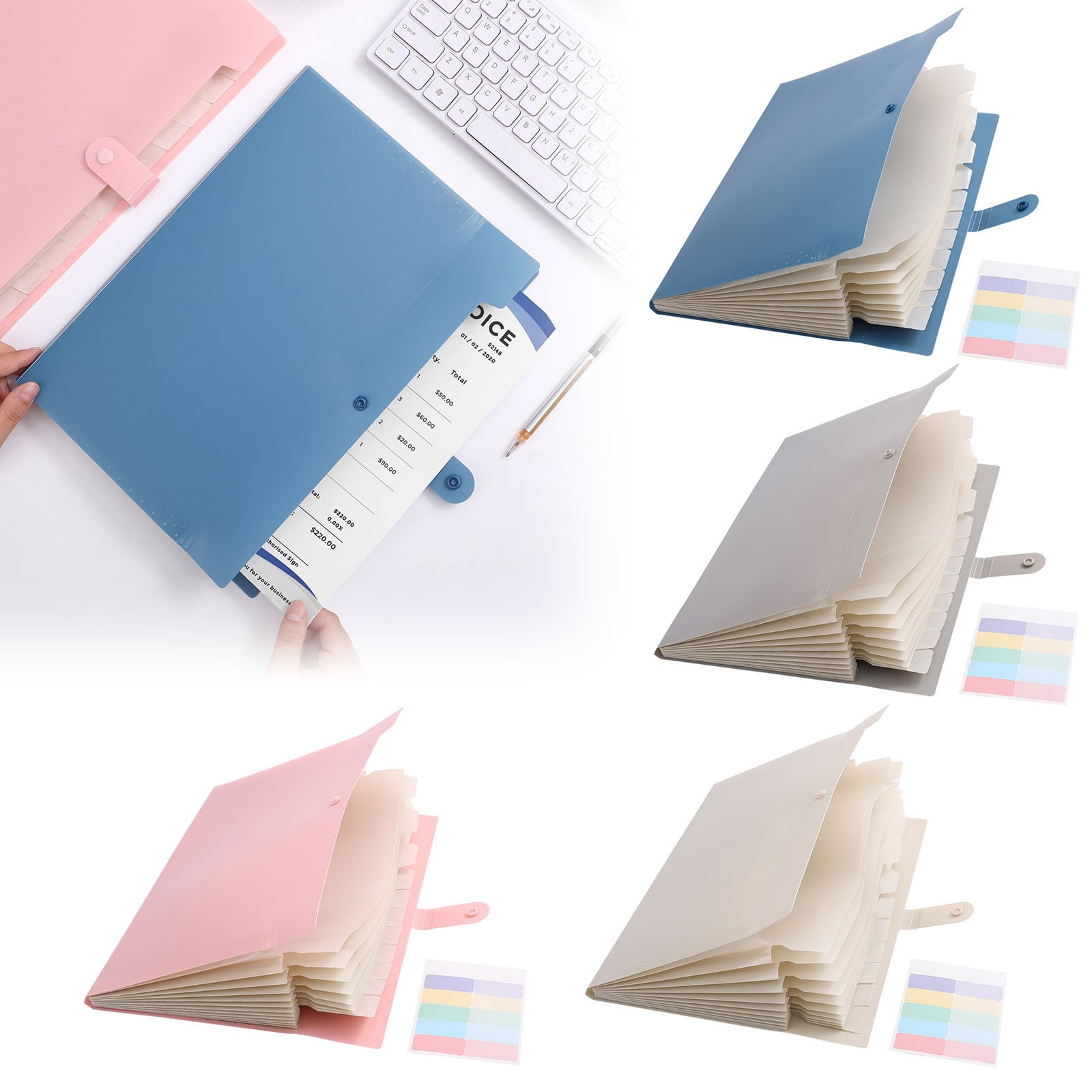 LGCASL Expanding File Organizer with 8/12 Pockets Accordion File Folders with Labels Portable Document Paper Bill Receipt Organizer Home College Schǒ-ǒl Letter Size eight B - Image 1