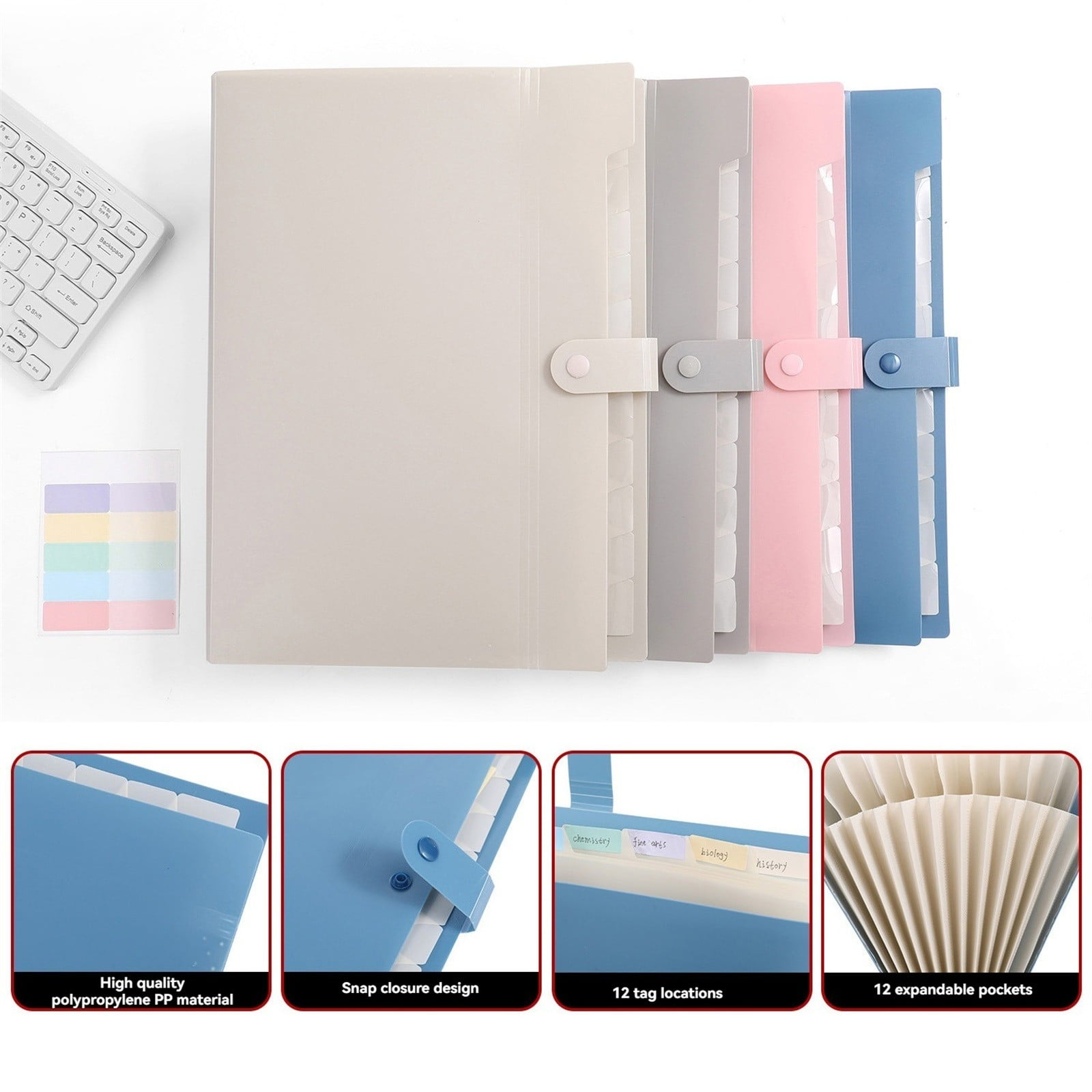 LGCASL Expanding File Organizer with 8/12 Pockets Accordion File Folders with Labels Portable Document Paper Bill Receipt Organizer Home College Schǒ-ǒl Letter Size eight B - Image 5