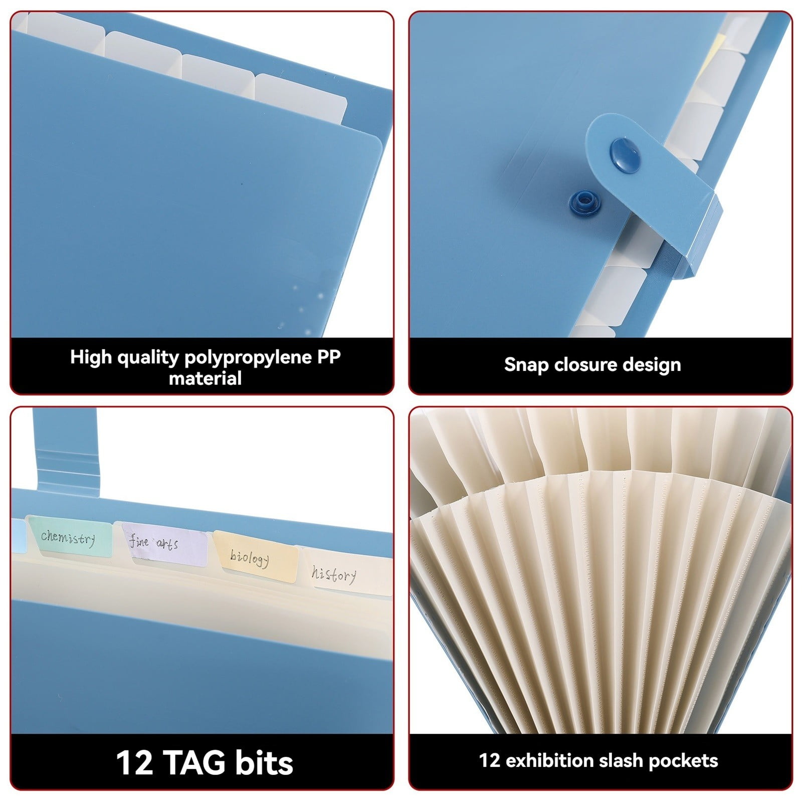 LGCASL Expanding File Organizer with 8/12 Pockets Accordion File Folders with Labels Portable Document Paper Bill Receipt Organizer Home College Schǒ-ǒl Letter Size eight B - Image 6
