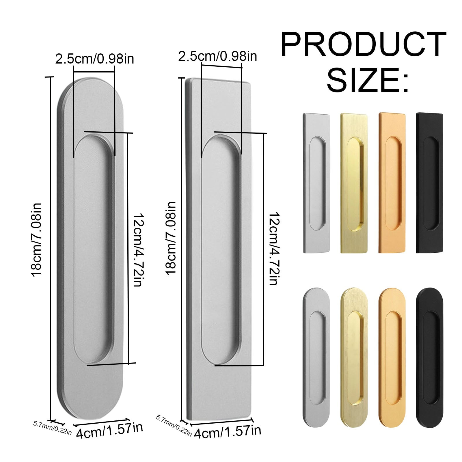 LGCASL No-Drill Sliding Door Handle, Square Matte Black Stick Sliding Door Pulls Aluminum Alloy Flush Pull Punch Free Handle for Sliding Door Cabinets Barn Doors M - Image 4