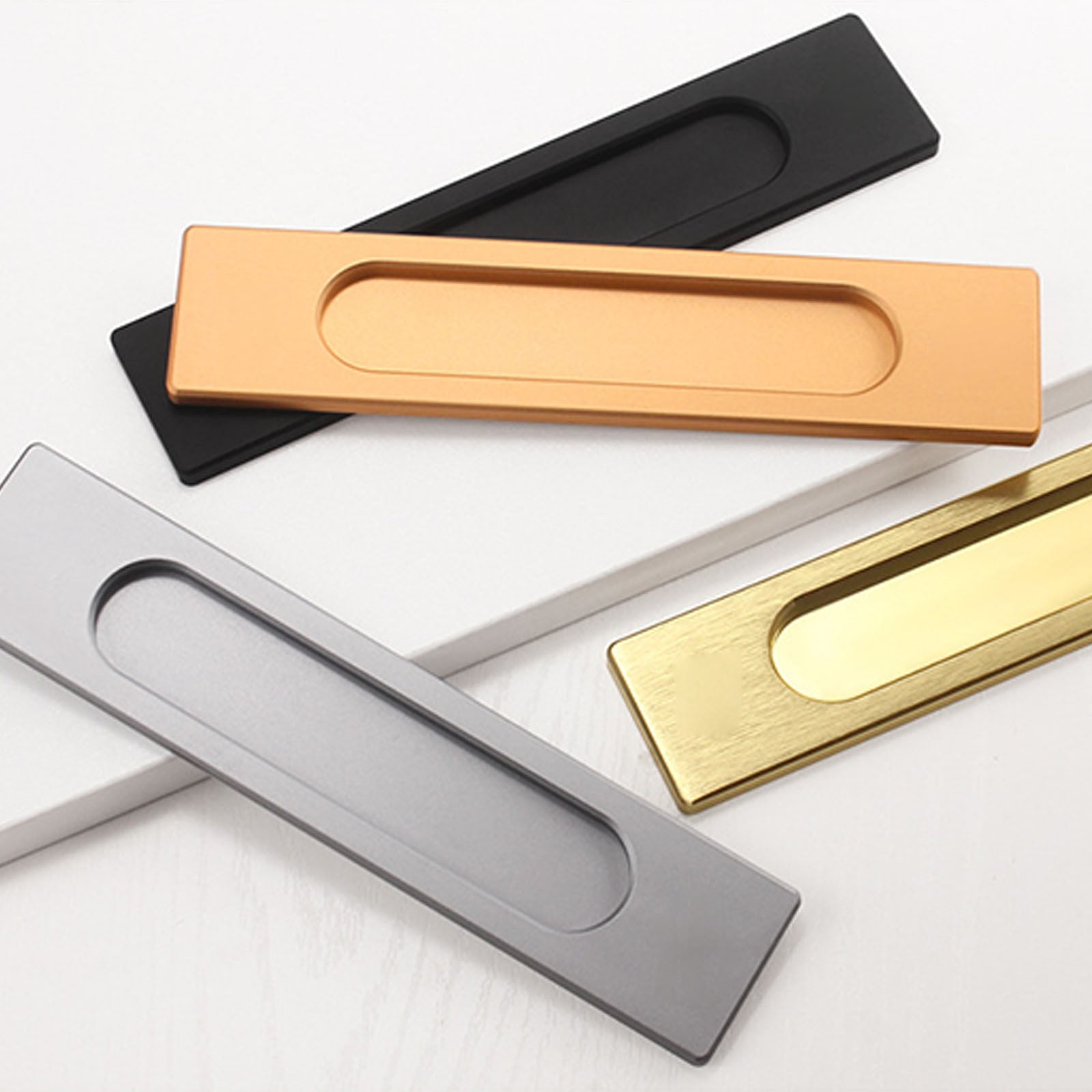 LGCASL No-Drill Sliding Door Handle, Square Matte Black Stick Sliding Door Pulls Aluminum Alloy Flush Pull Punch Free Handle for Sliding Door Cabinets Barn Doors M - Image 6