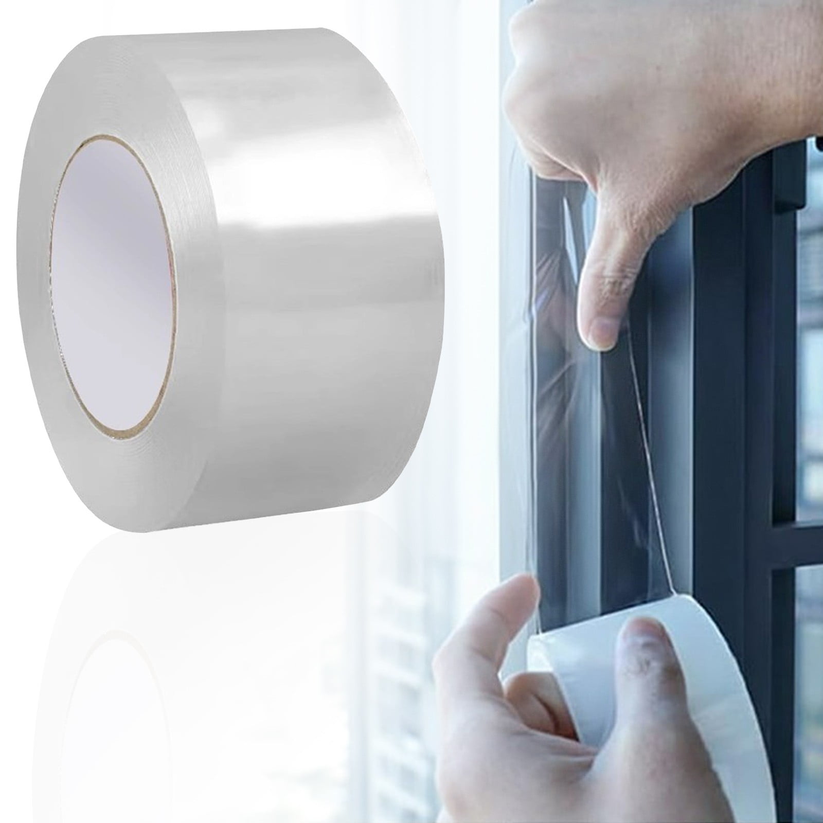 LGCASL Transparent Window Weather Sealing Tape Weather Stripping Free Window Insulation Caulk Tape for Doors Shower Glass Bathroom 0.5mm*3cm*10m Clear - Image 2
