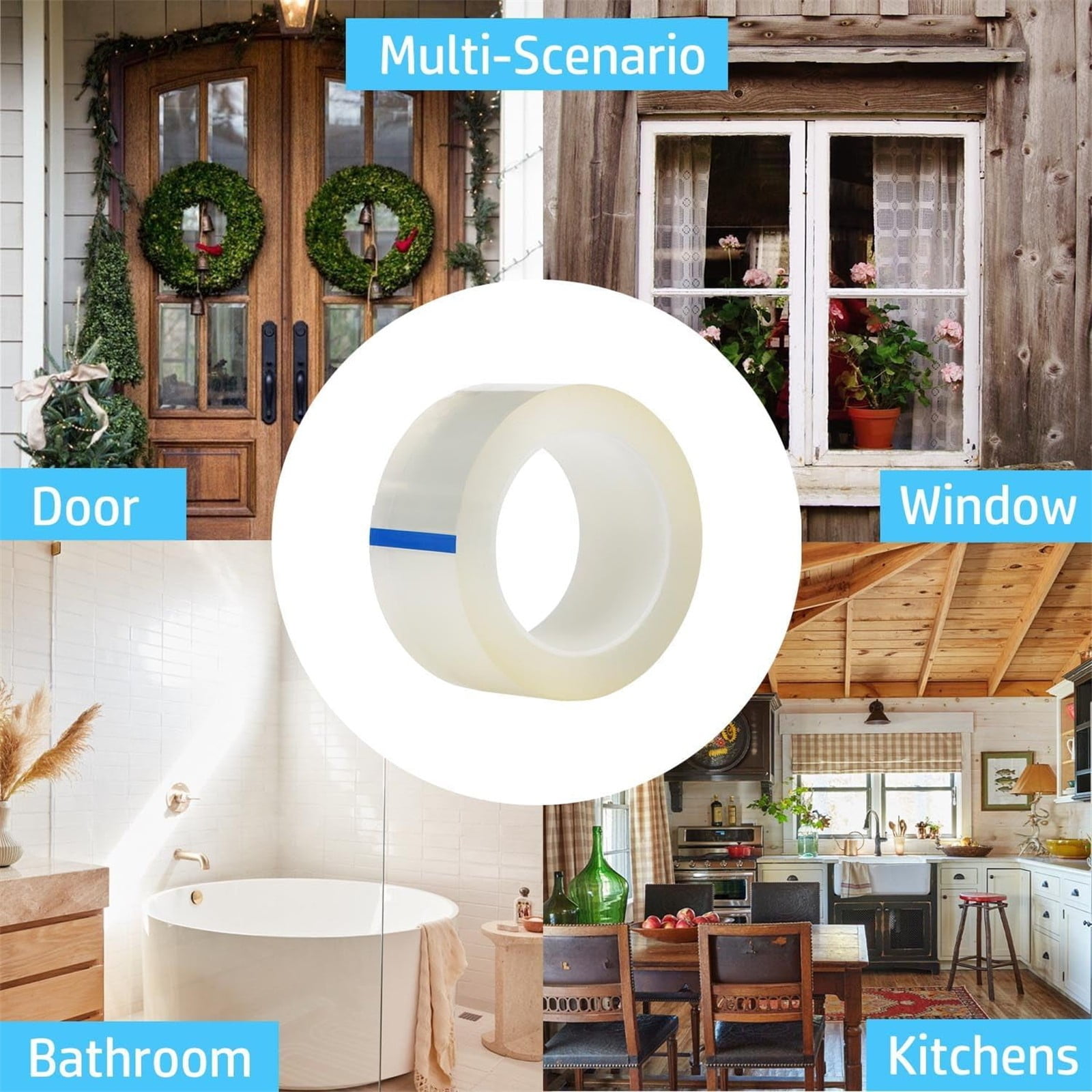 LGCASL Transparent Window Weather Sealing Tape Weather Stripping Free Window Insulation Caulk Tape for Doors Shower Glass Bathroom 0.5mm*3cm*10m Clear - Image 7