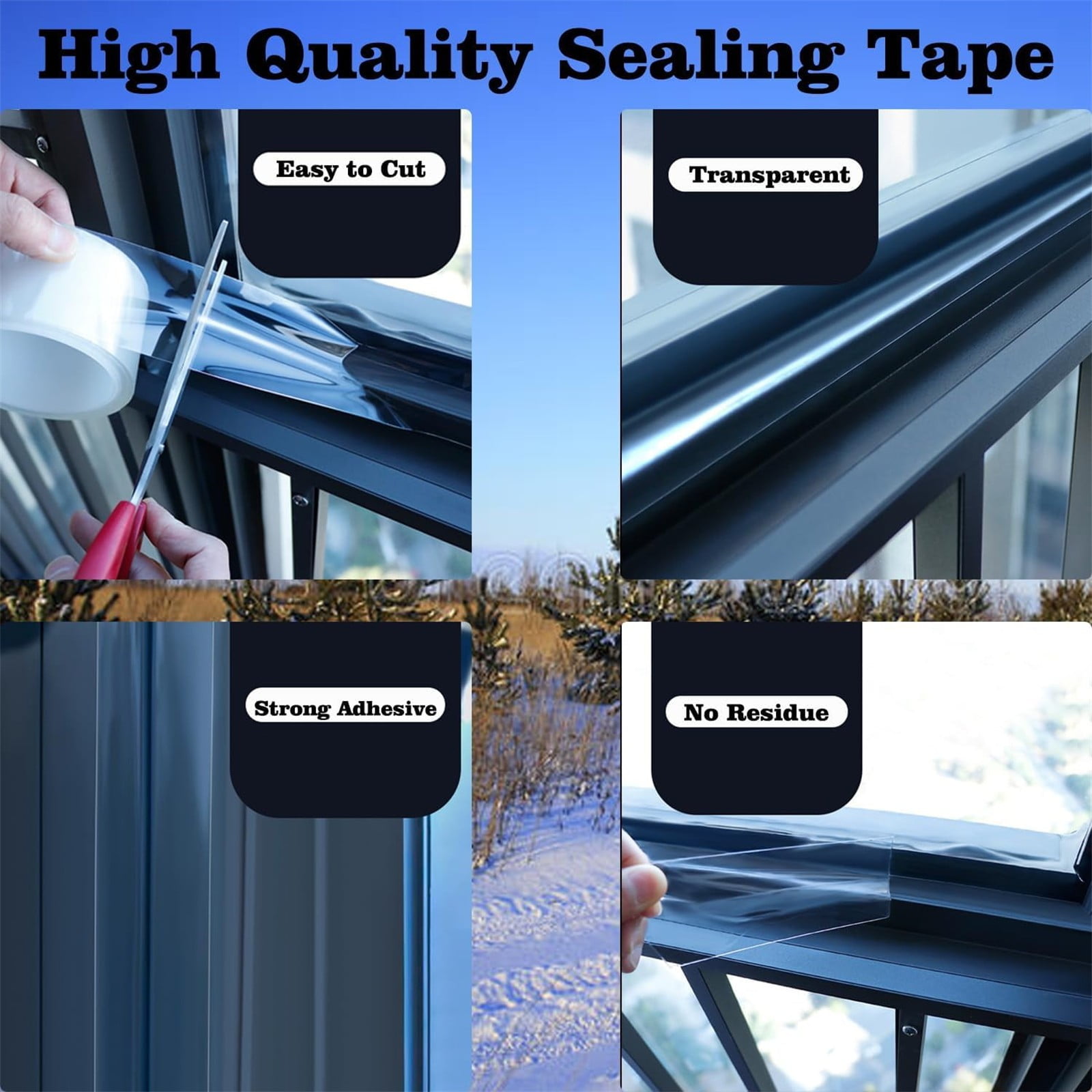 LGCASL Transparent Window Weather Sealing Tape Weather Stripping Free Window Insulation Caulk Tape for Doors Shower Glass Bathroom 0.5mm*5cm*10m Clear - Image 8