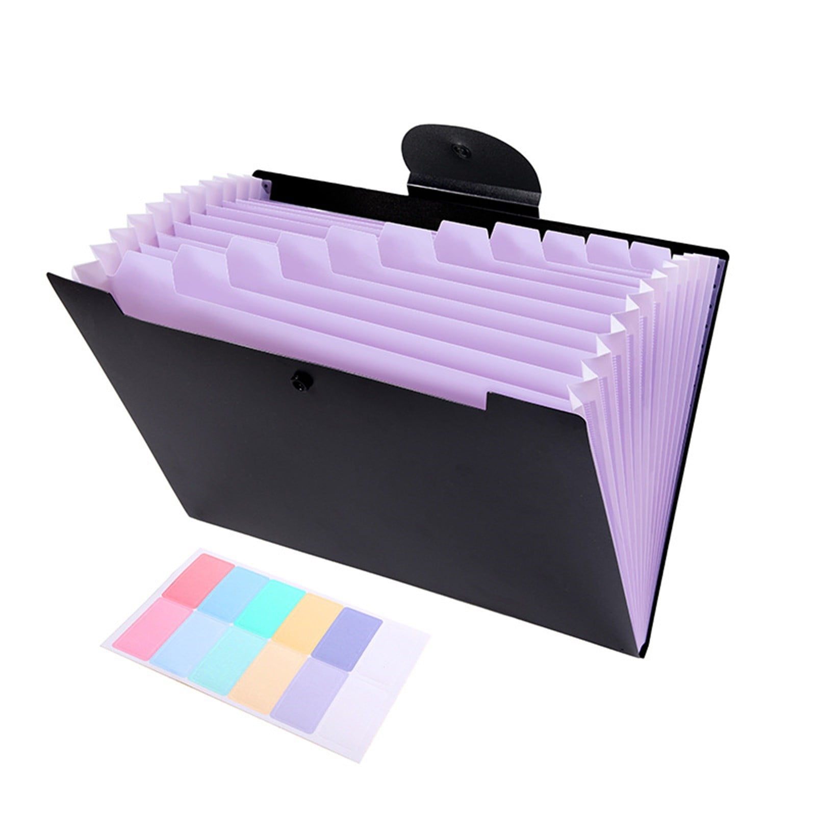 LGCASL Accordion File Organizer Expanding File Folder with 12 Pockets Portable Receipt Paper Bill Document Organizer Letter/ Size Filing Folder Schǒ-ǒl Black A - Image 2
