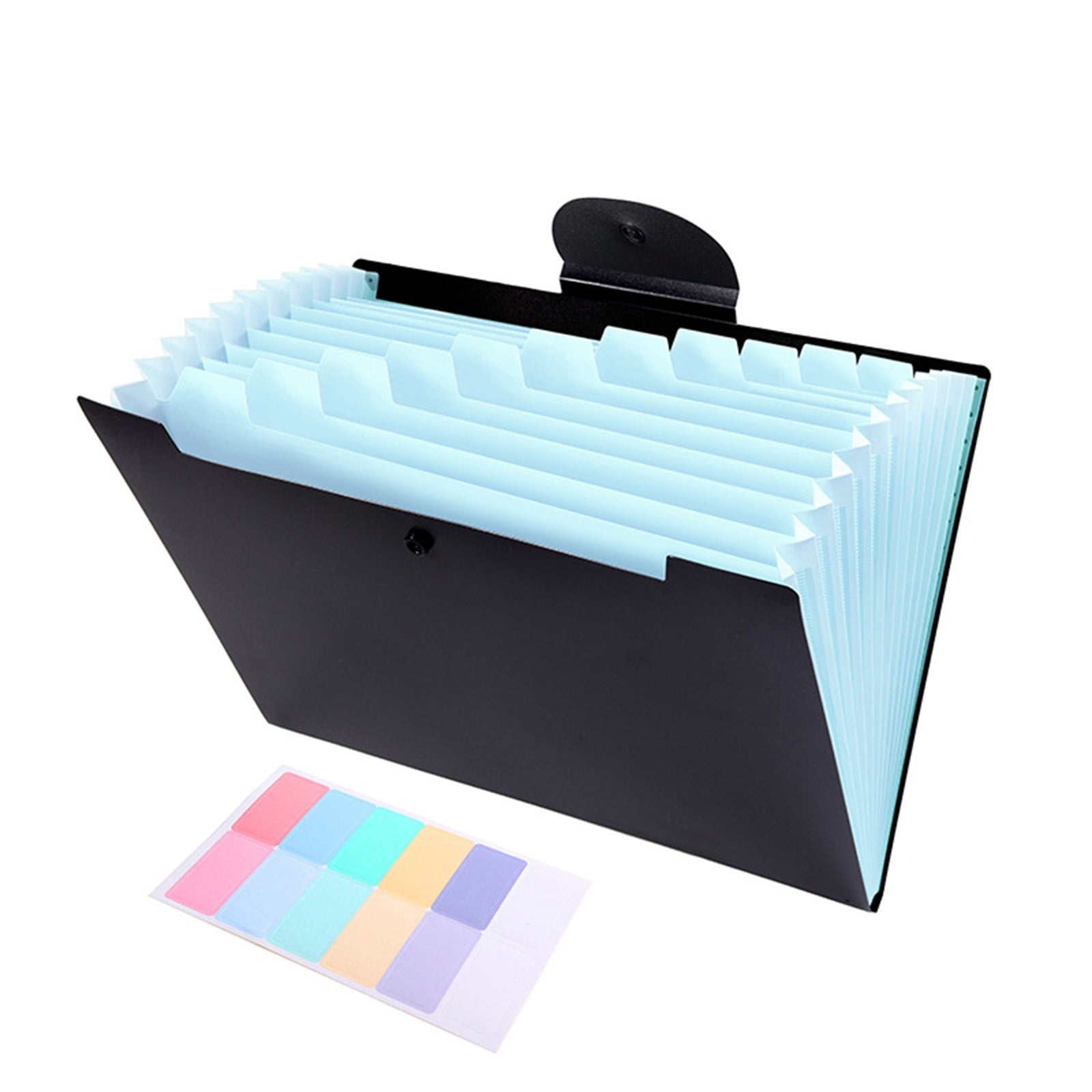 LGCASL Accordion File Organizer Expanding File Folder with 12 Pockets Portable Receipt Paper Bill Document Organizer Letter/ Size Filing Folder Schǒ-ǒl Black E - Image 2