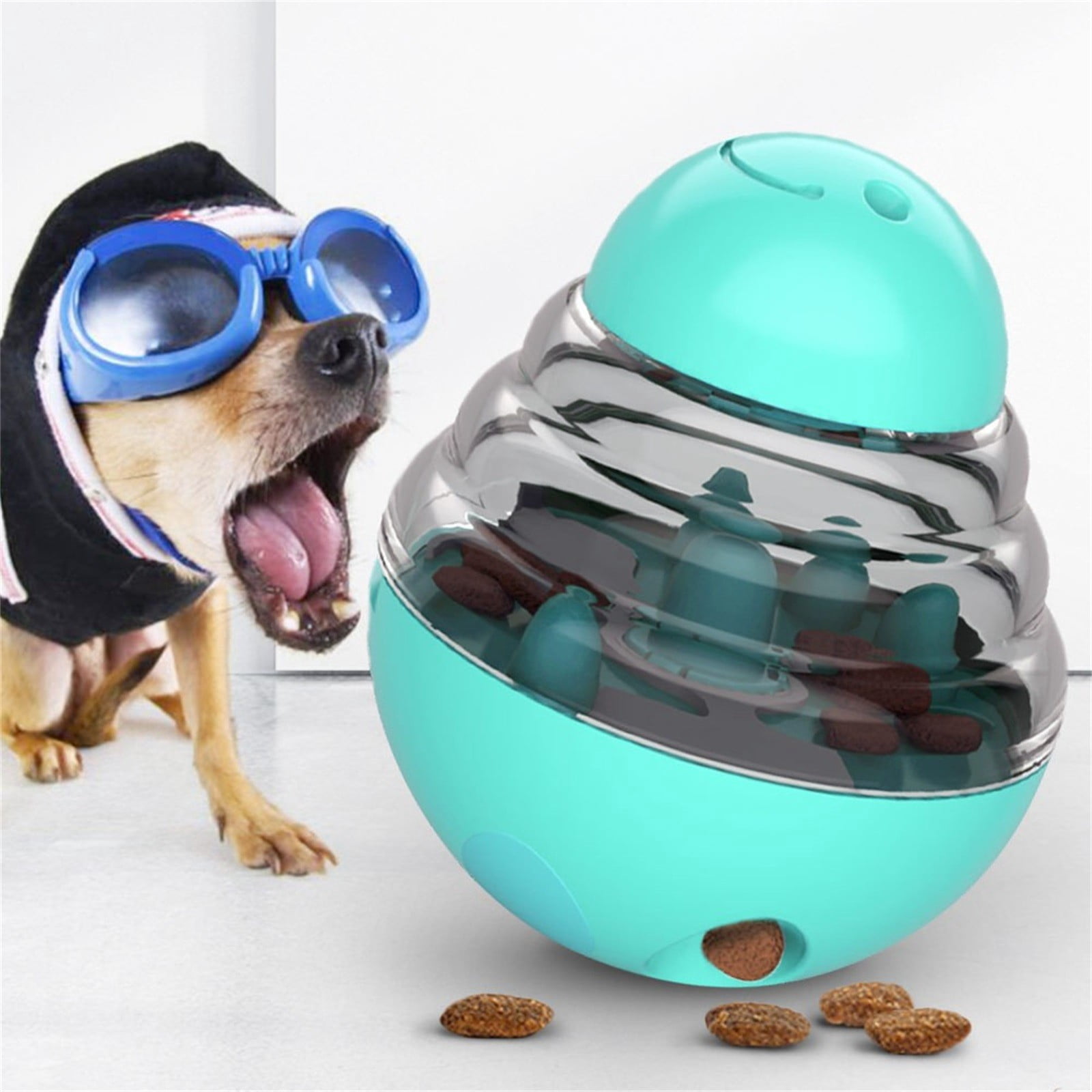 LGCASL Pet Feeding Roly-Poly Toy, Interactive Dog Dispenser Toys Slow Feeder Puzzle Dog Brain Stimulation Toys Dog Christmas Enrichment Boredom Toys for Puppy Small Medium Large Dogs Grad, Green Blue - Image 2