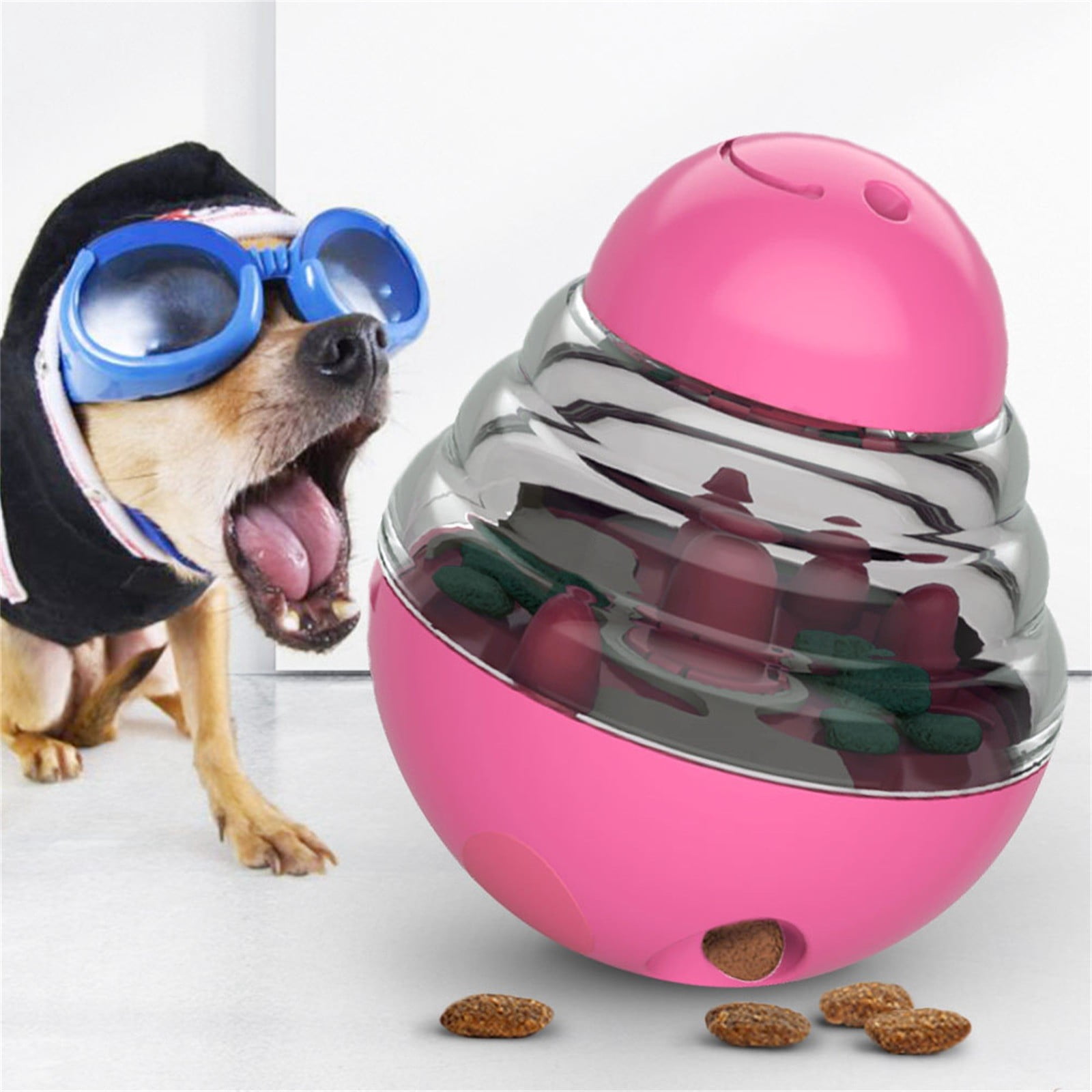 LGCASL Pet Feeding Roly-Poly Toy, Interactive Dog Dispenser Toys Slow Feeder Puzzle Dog Brain Stimulation Toys Dog Christmas Enrichment Boredom Toys for Puppy Small Medium Large Dogs Grad, Green Pink - Image 4