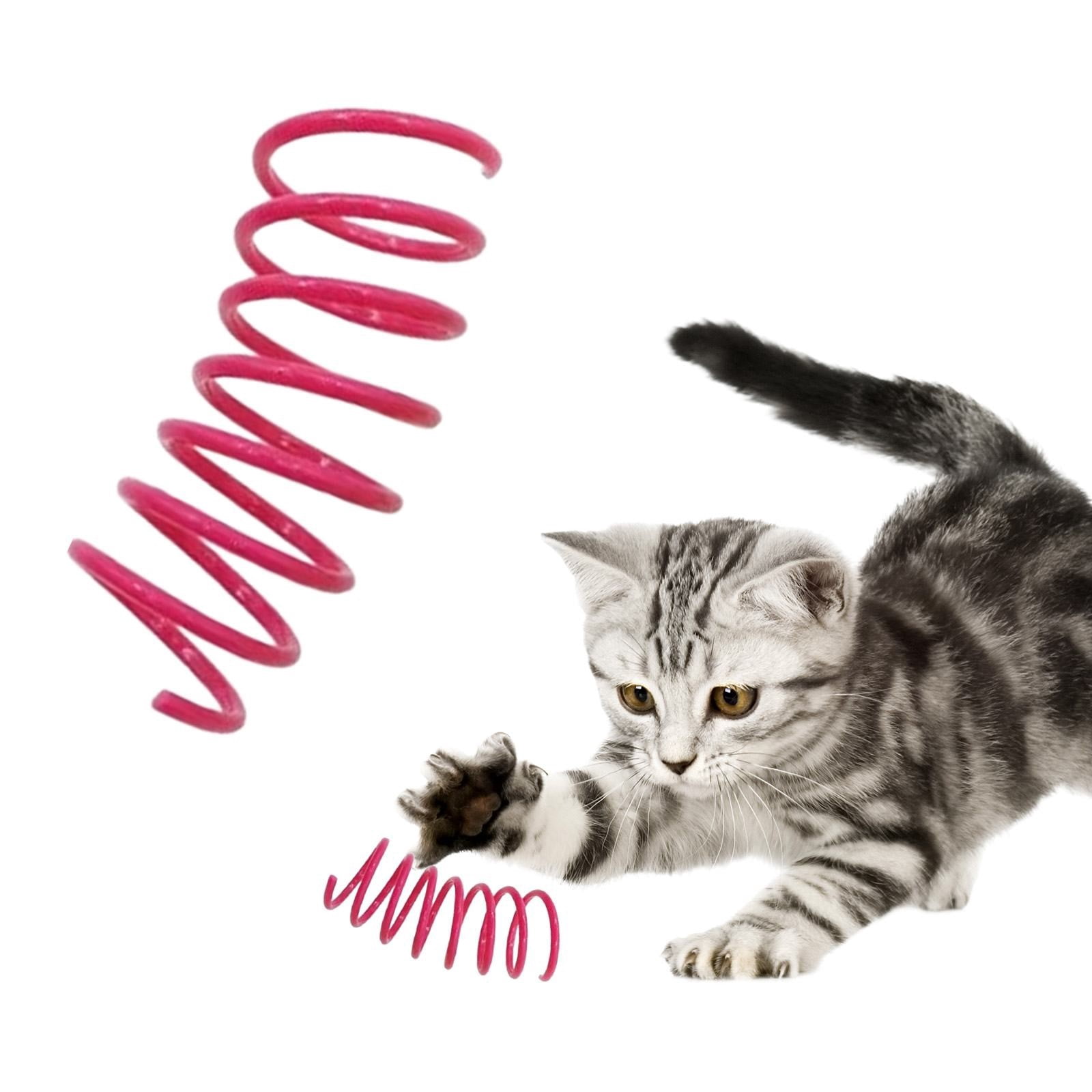 LGCASL Red Pet Cat Toy Spring Style Spring Toys Playful Coils for Plastic for Swatting Biting Hunting and Active Play Colorful Red - Image 2