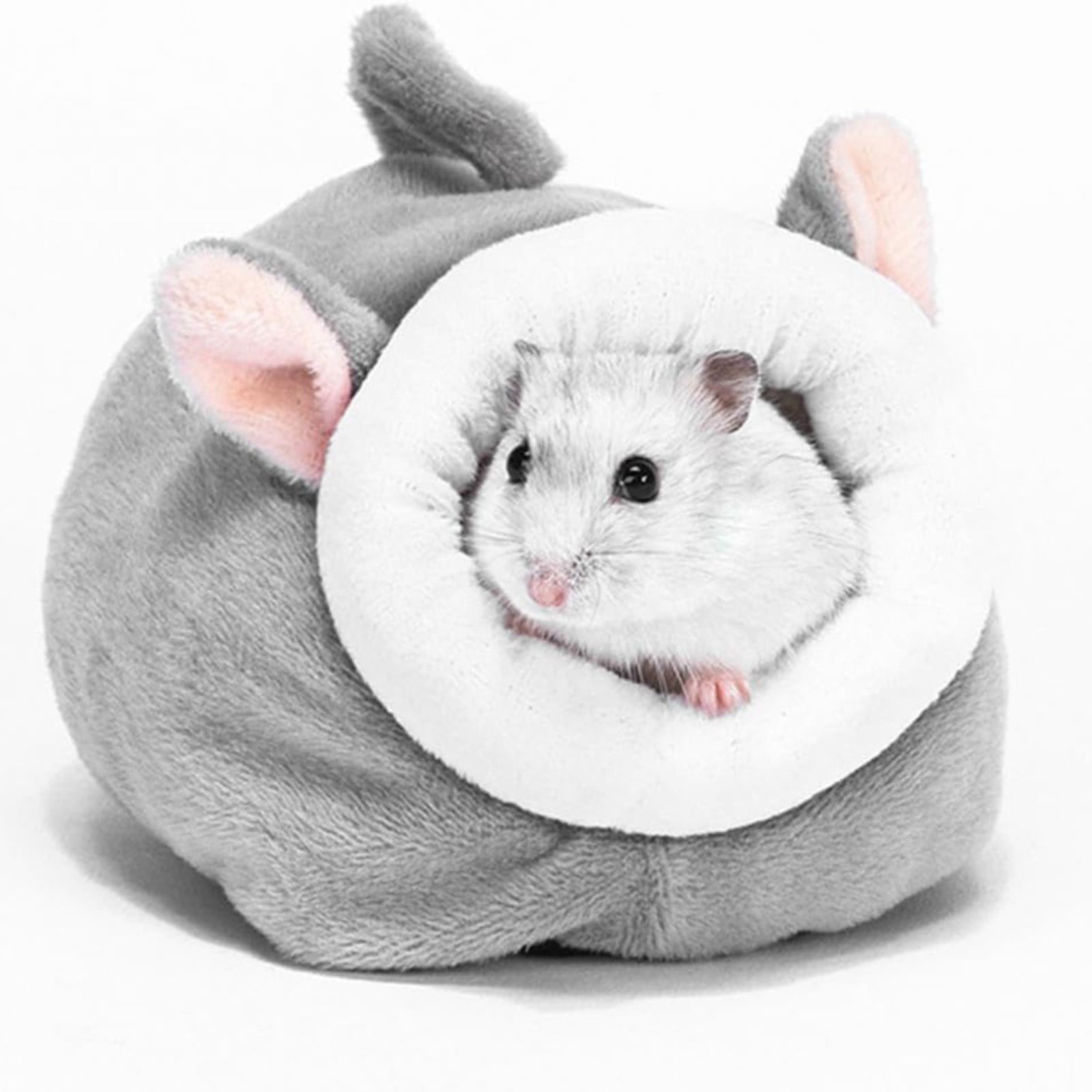 LGCASL Small Pet Bed, Pig Christmas Bed Warm Hedgehog Hideout Cotton House Sleeping Nest Cage Accessories for Small Animal Habitat Supplies for Hamster Sugar Glider Squirrel Bearded Dragon, Pink Grey - Image 2