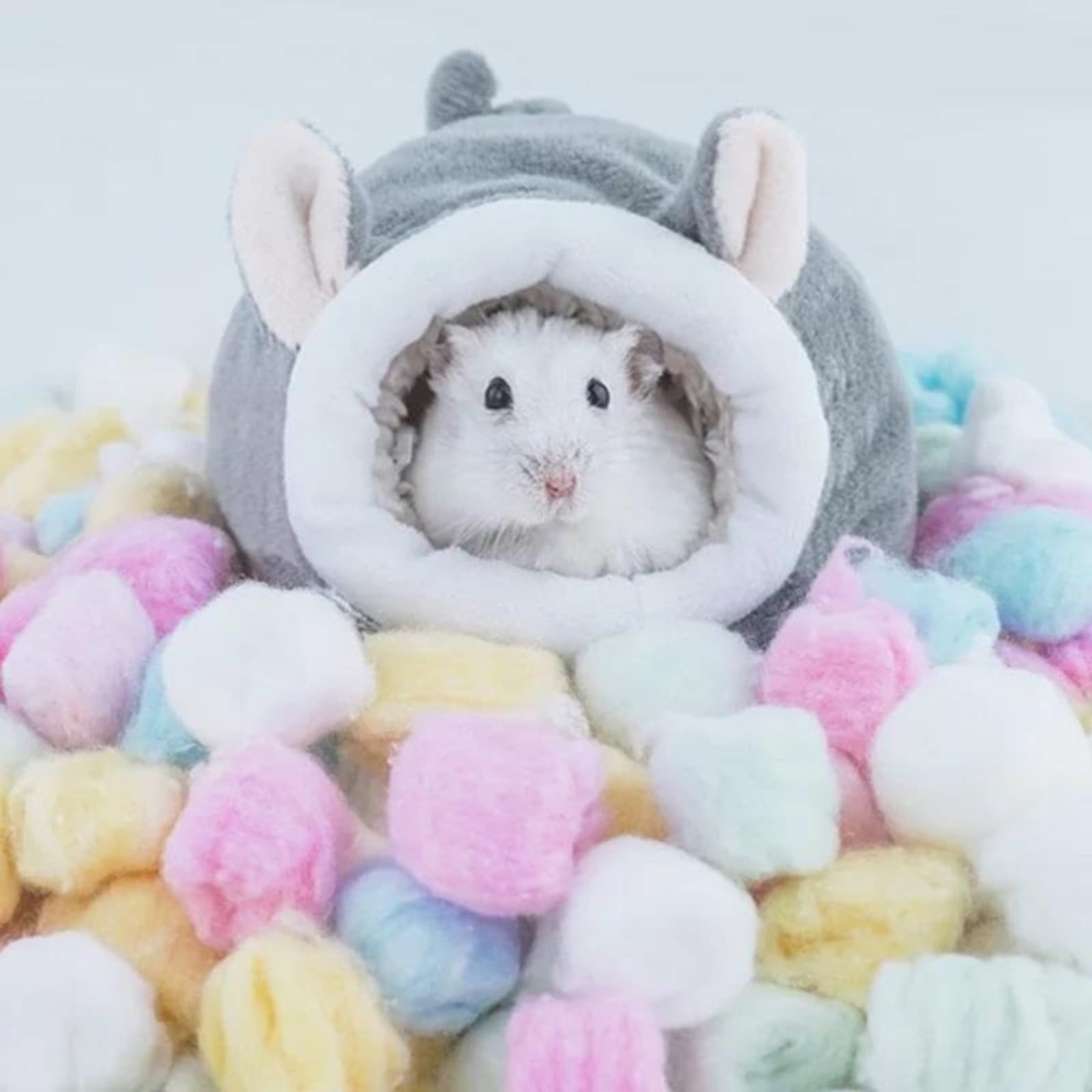 LGCASL Small Pet Bed, Pig Christmas Bed Warm Hedgehog Hideout Cotton House Sleeping Nest Cage Accessories for Small Animal Habitat Supplies for Hamster Sugar Glider Squirrel Bearded Dragon, Pink Grey - Image 6