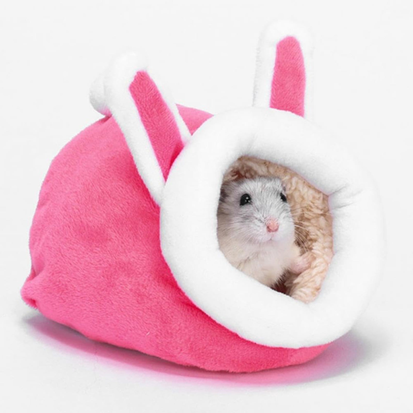 LGCASL Small Pet Bed, Pig Christmas Bed Warm Hedgehog Hideout Cotton House Sleeping Nest Cage Accessories for Small Animal Habitat Supplies for Hamster Sugar Glider Squirrel Bearded Dragon Pink - Image 2