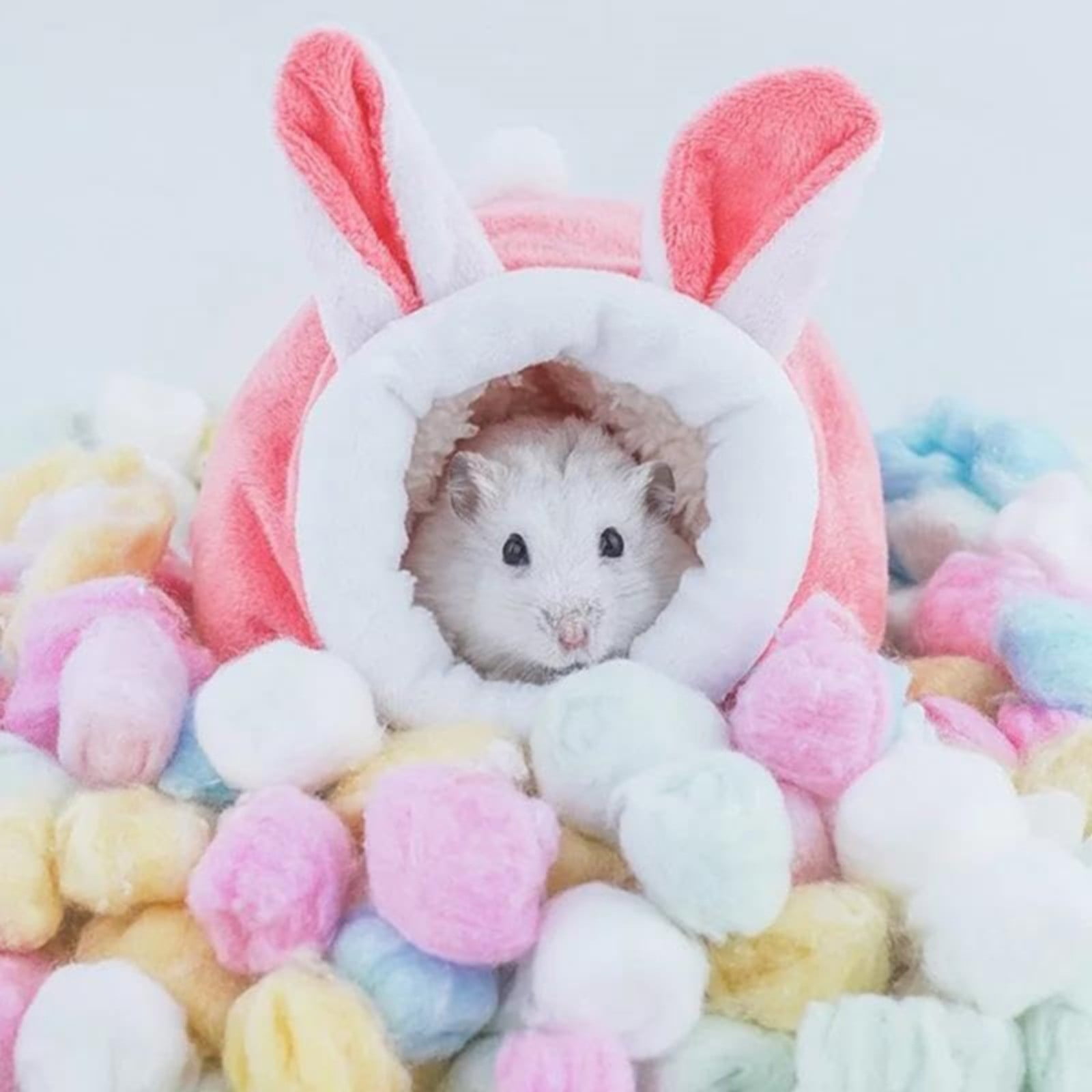 LGCASL Small Pet Bed, Pig Christmas Bed Warm Hedgehog Hideout Cotton House Sleeping Nest Cage Accessories for Small Animal Habitat Supplies for Hamster Sugar Glider Squirrel Bearded Dragon Pink - Image 5