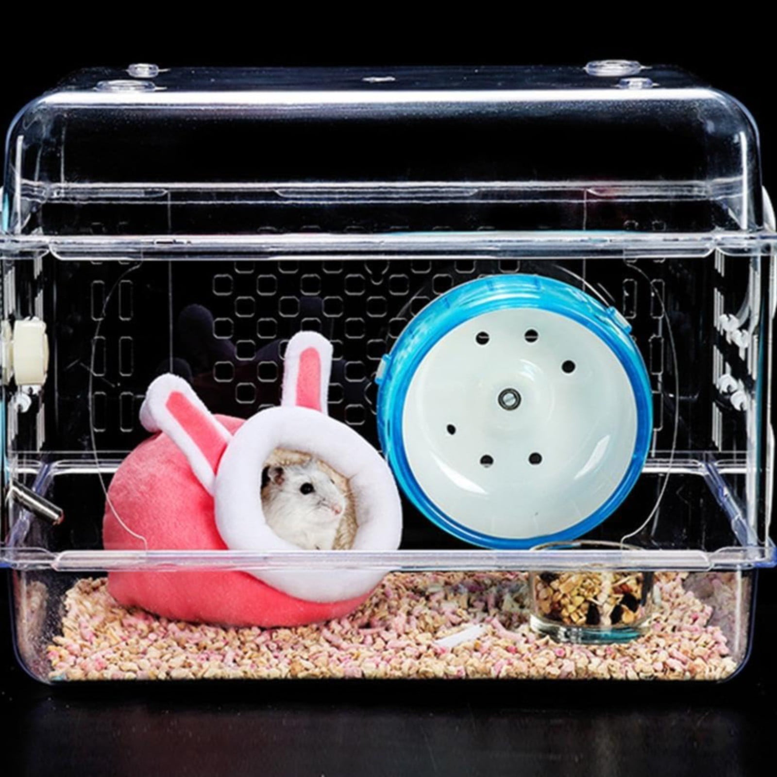 LGCASL Small Pet Bed, Pig Christmas Bed Warm Hedgehog Hideout Cotton House Sleeping Nest Cage Accessories for Small Animal Habitat Supplies for Hamster Sugar Glider Squirrel Bearded Dragon Pink - Image 7