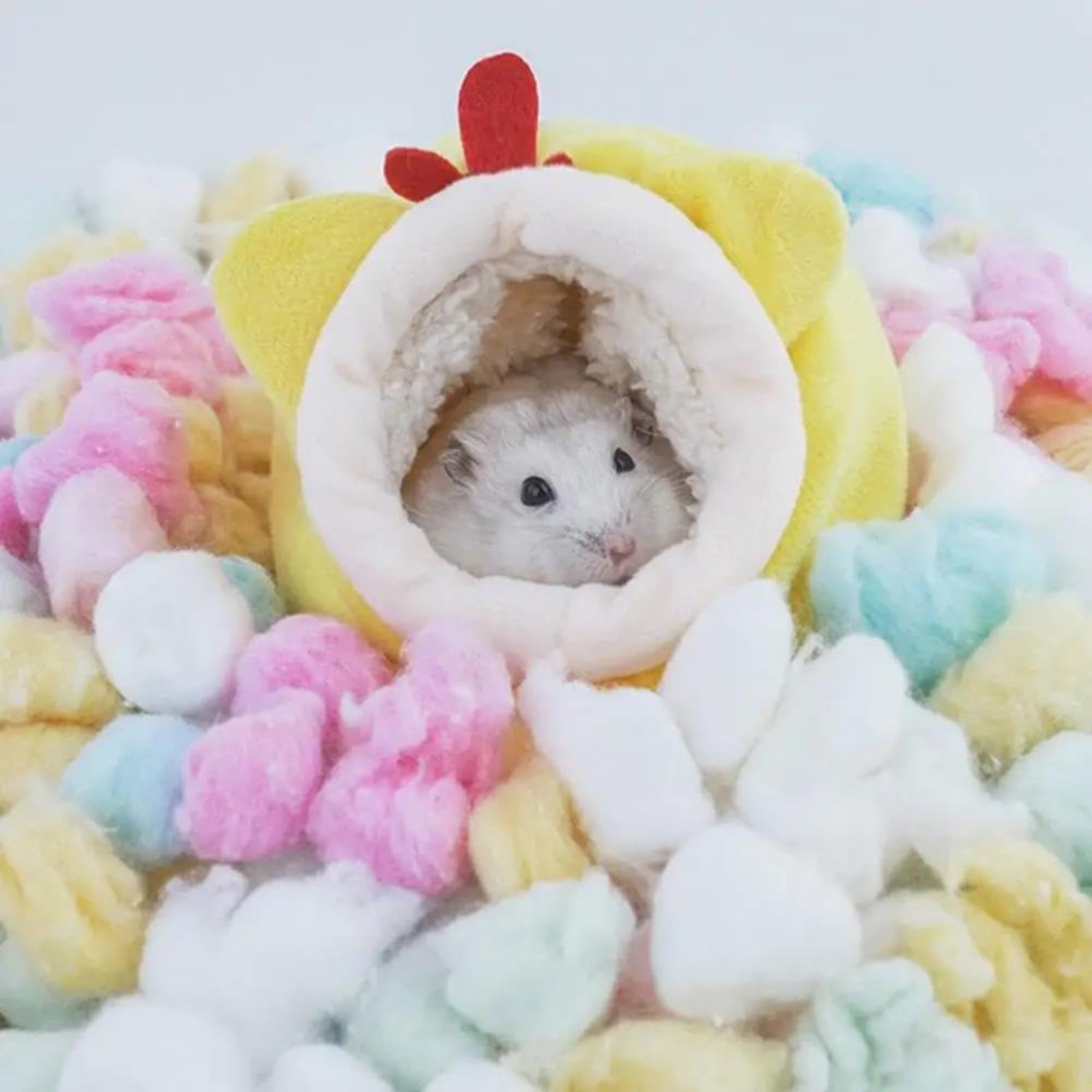 LGCASL Small Pet Bed, Pig Christmas Bed Warm Hedgehog Hideout Cotton House Sleeping Nest Cage Accessories for Small Animal Habitat Supplies for Hamster Sugar Glider Squirrel Bearded Dragon, Pink Yellow - Image 4