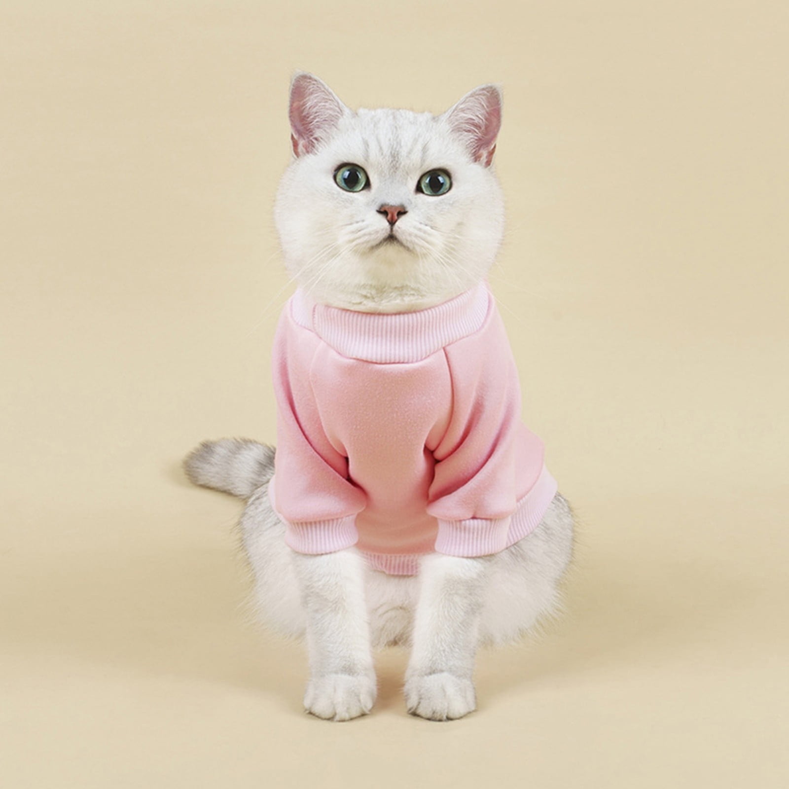 LGCASL Pet Hoodie, Dog Winter Sweater Cat Warm Clothes Pet Sweater Round Neck Solid Color Thickening Cat Dog Knitwear Sweater for Cats Or Dogs in Cold Season (Light Blue, S) S Pink - Image 2