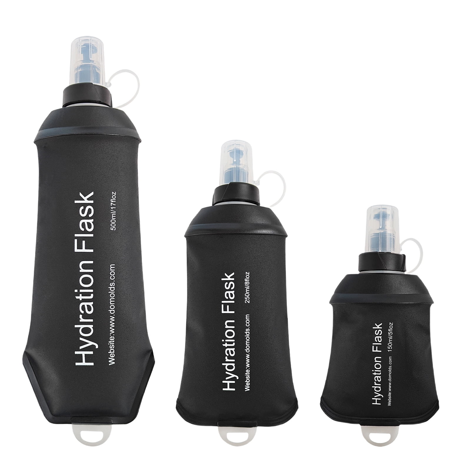 150ml Soft Flask,Light Tpu Foldable Soft Water Bottle Leak Proof Hydration Flask,Soft Water Bottle Running for Running Hiking Cycling Camping Portable Travel Sports Water Bag Easy to Carry L(500ml) Black - Image 5