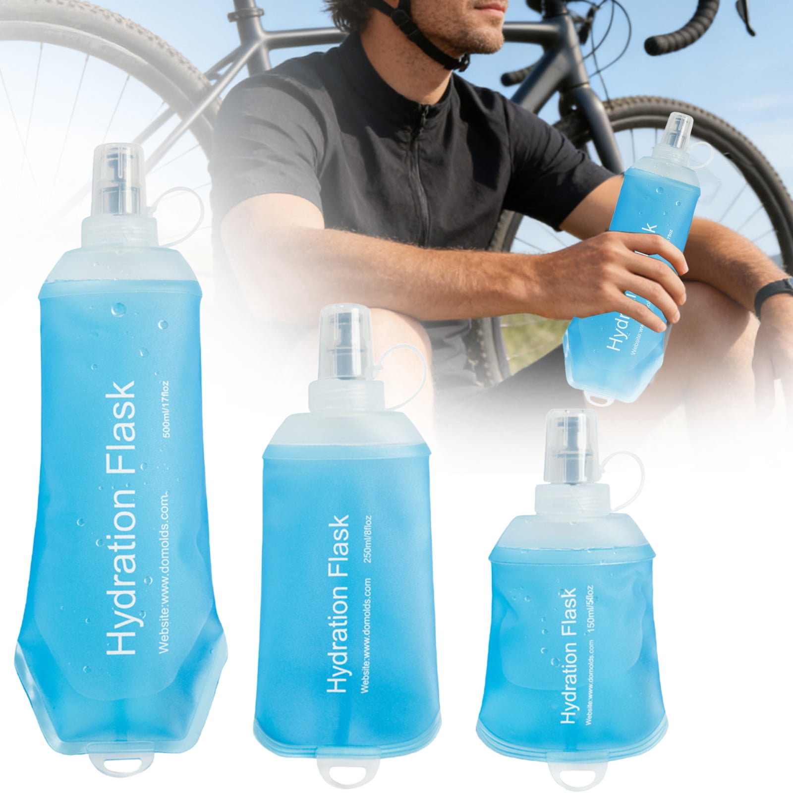 150ml Soft Flask,Light Tpu Foldable Soft Water Bottle Leak Proof Hydration Flask,Soft Water Bottle Running for Running Hiking Cycling Camping Portable Travel Sports Water Bag Easy to Carry L(500ml) Black - Image 6